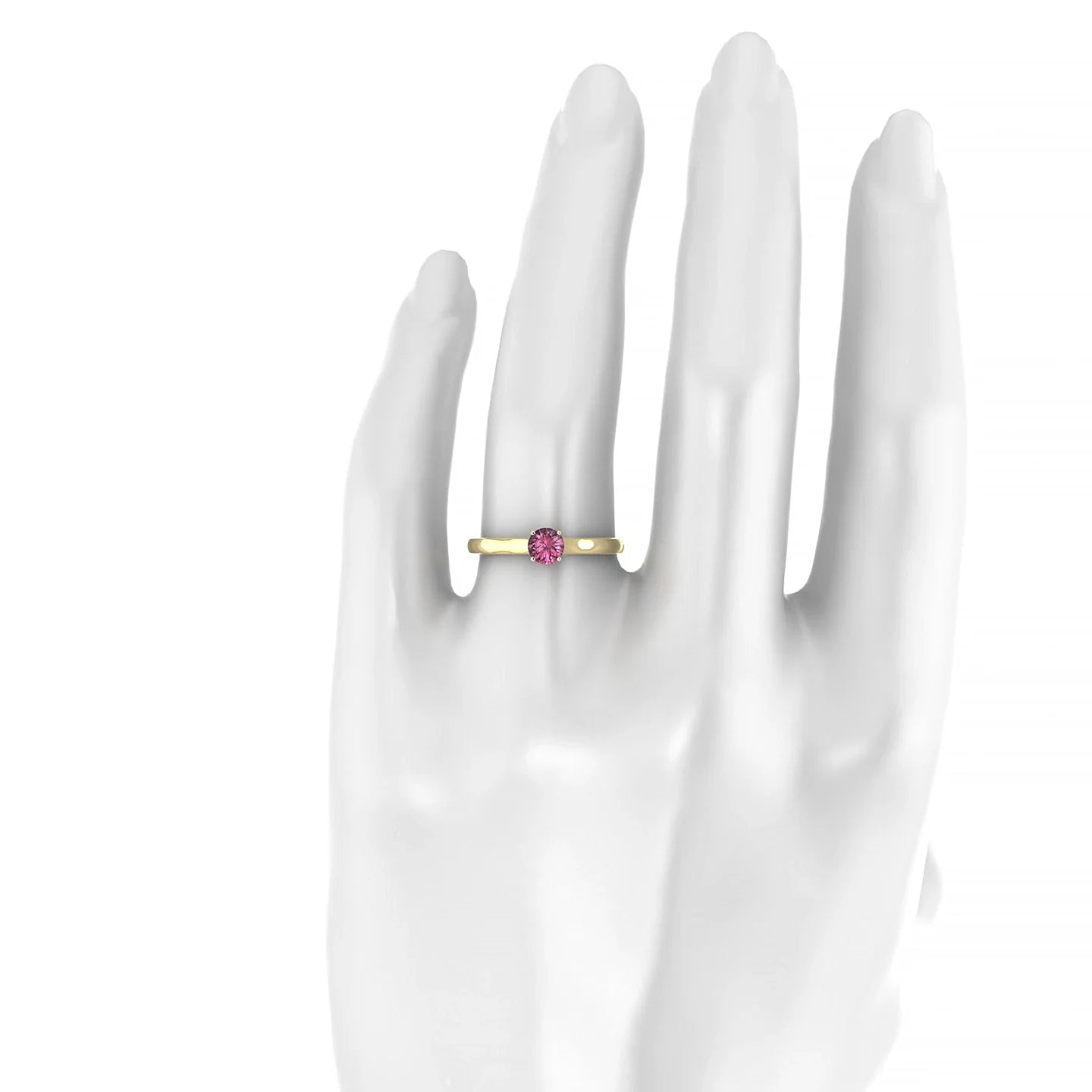 Cathedral | 18k Yellow Gold 4.5 mm Round Rhodolite Ring