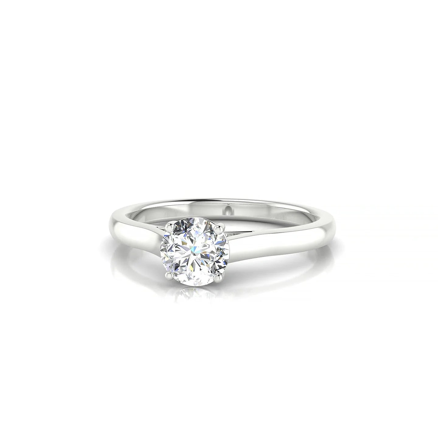 Cathedral | 18k White Gold 5.2 mm Round Diamond Ring
