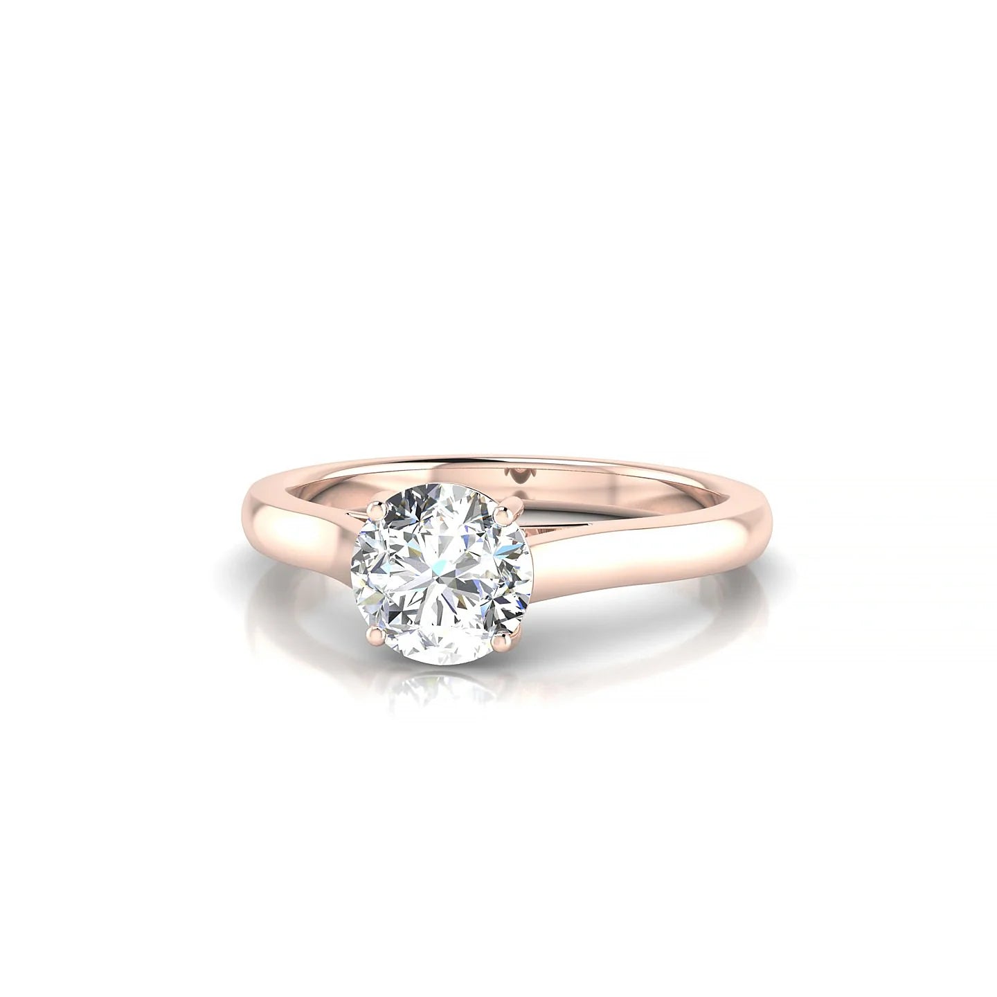 Cathedral | 18k Rose Gold 5.7 mm Round Diamond Ring