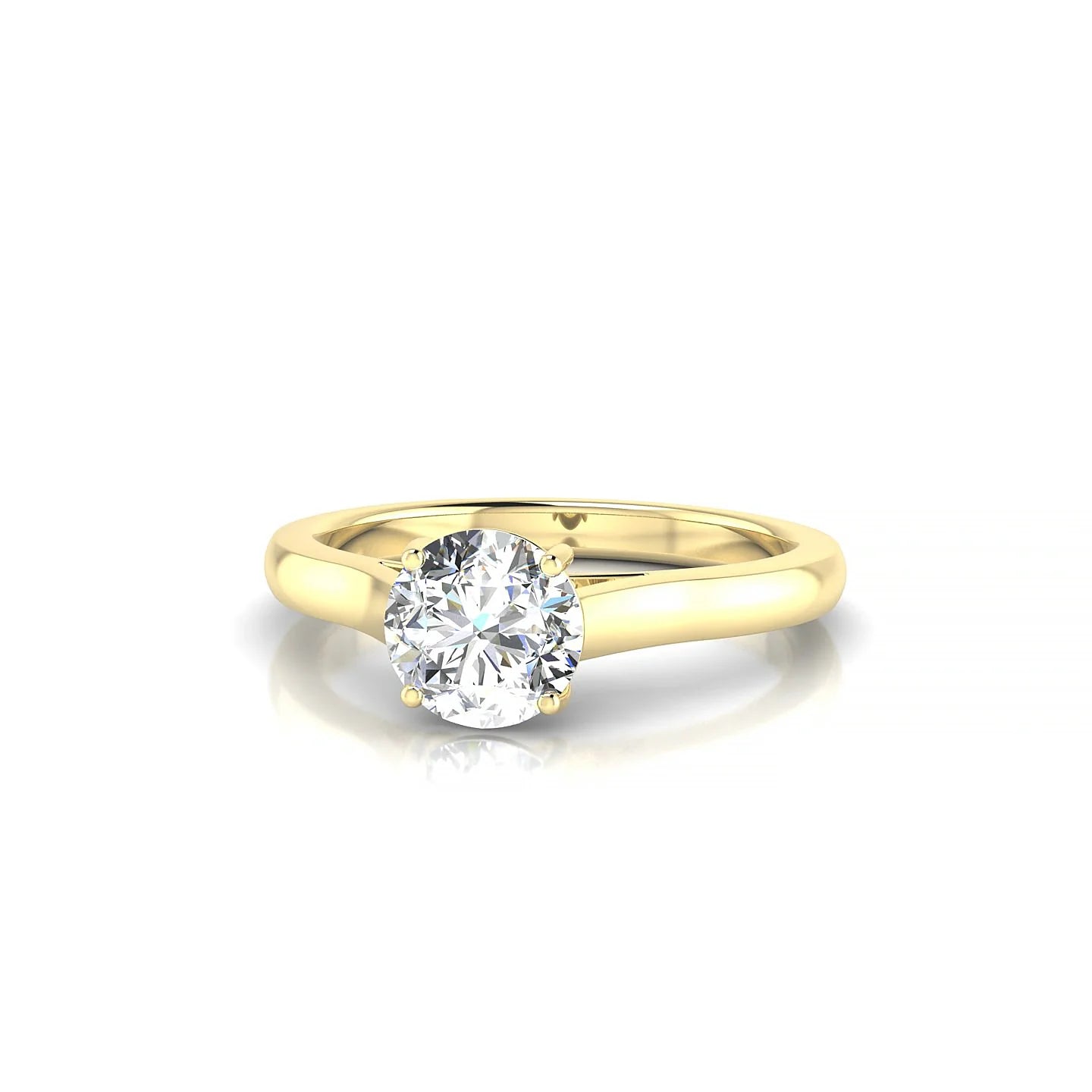 Cathedral | 18k Yellow Gold 5.7 mm Round Diamond Ring