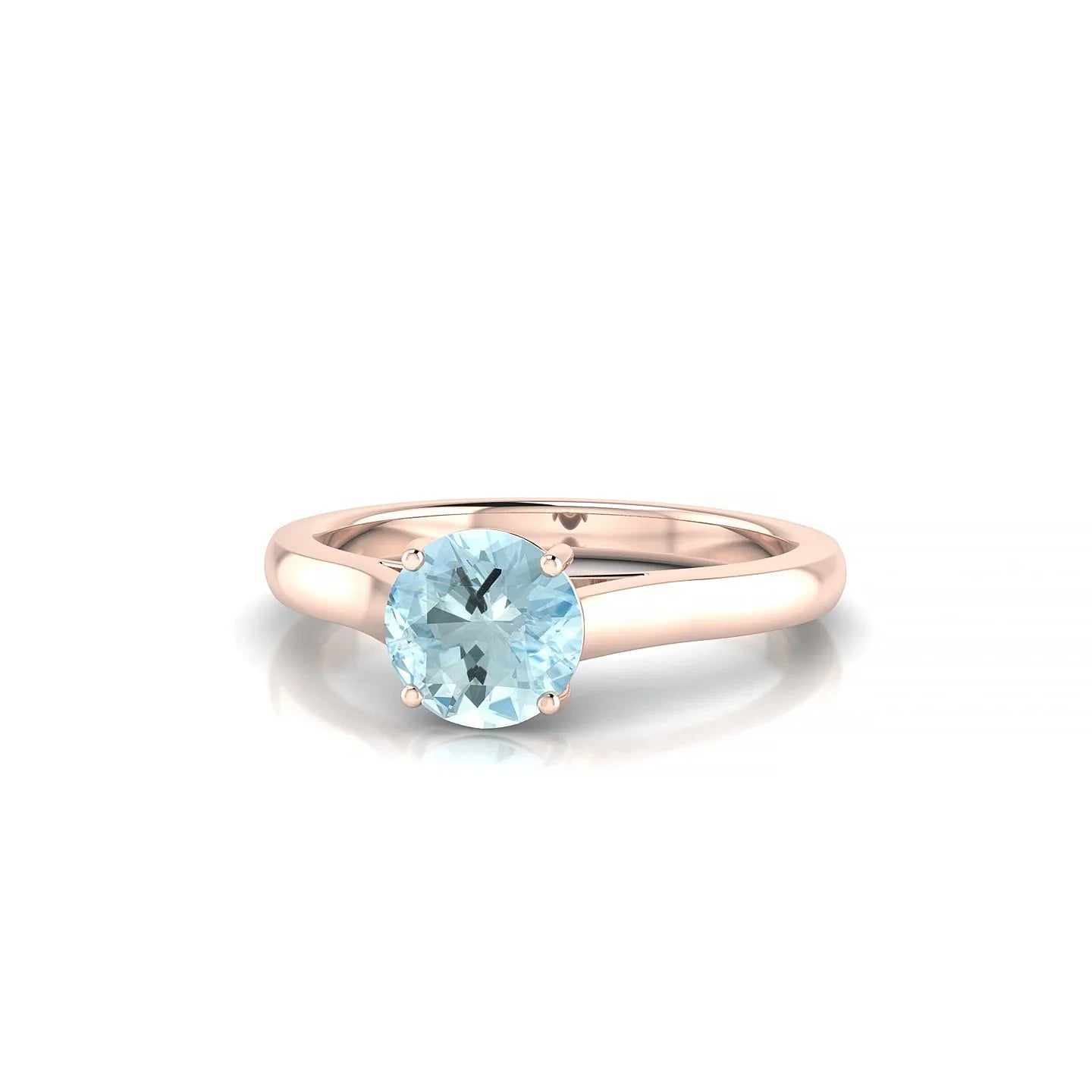 Cathedral | 18k Rose Gold 6 mm Round Aquamarine Ring