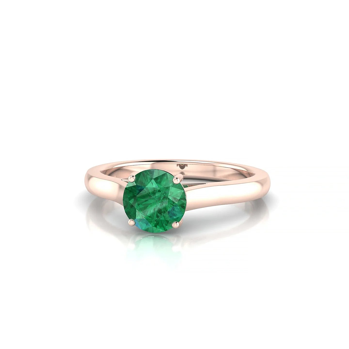 Cathedral | 18k Rose Gold 6 mm Round Emerald Ring