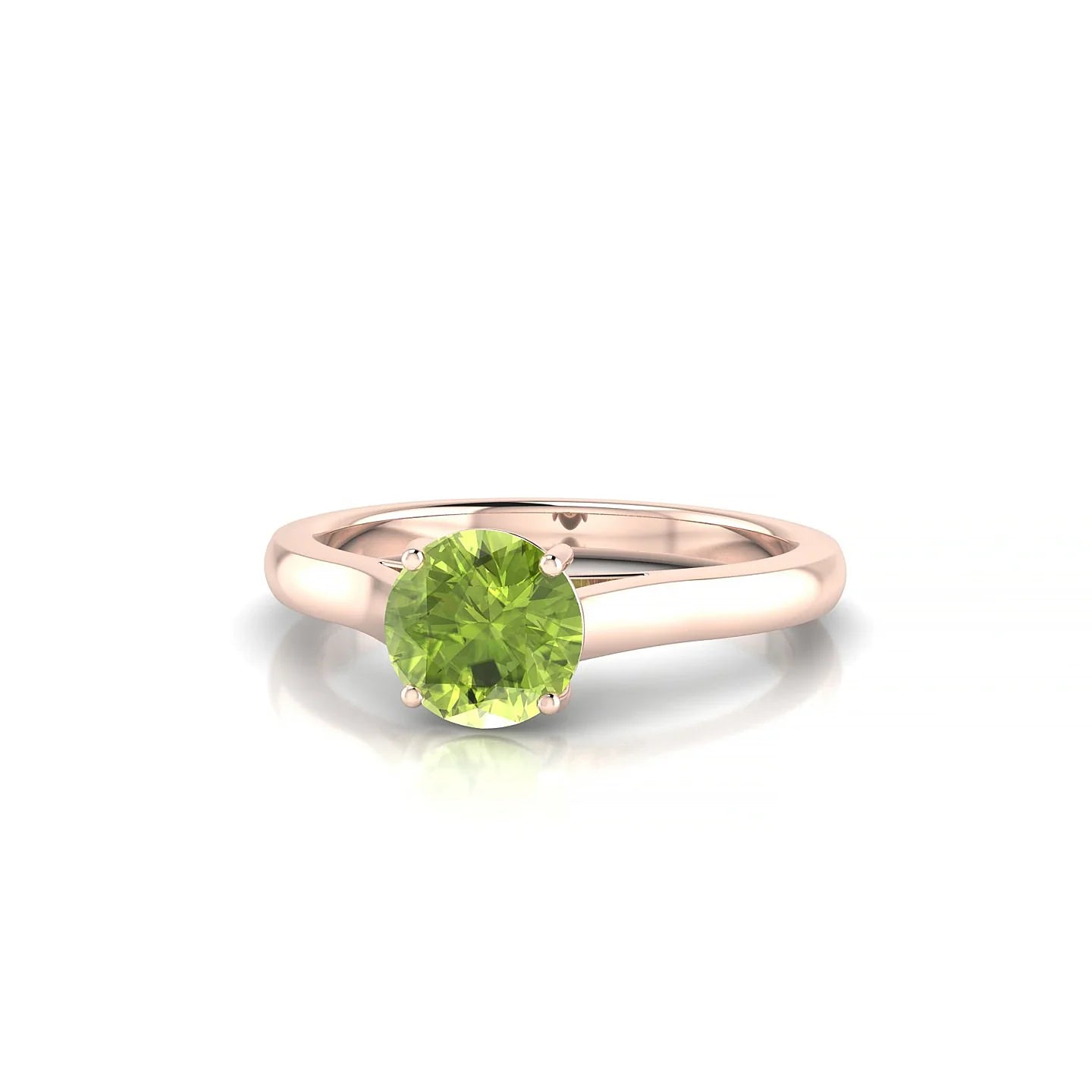 Cathedral | 18k Rose Gold 6 mm Round Peridot Ring
