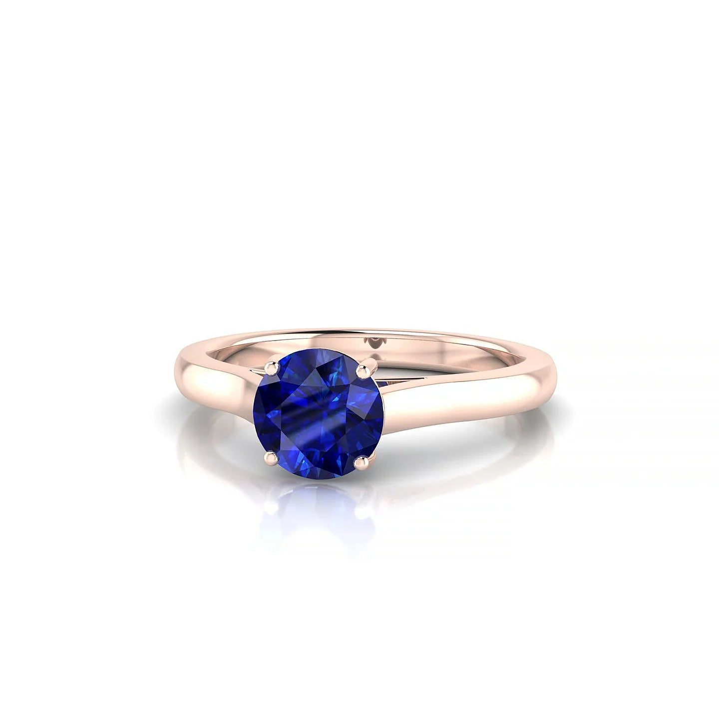 Cathedral | 18k Rose Gold 6 mm Round Sapphire Ring
