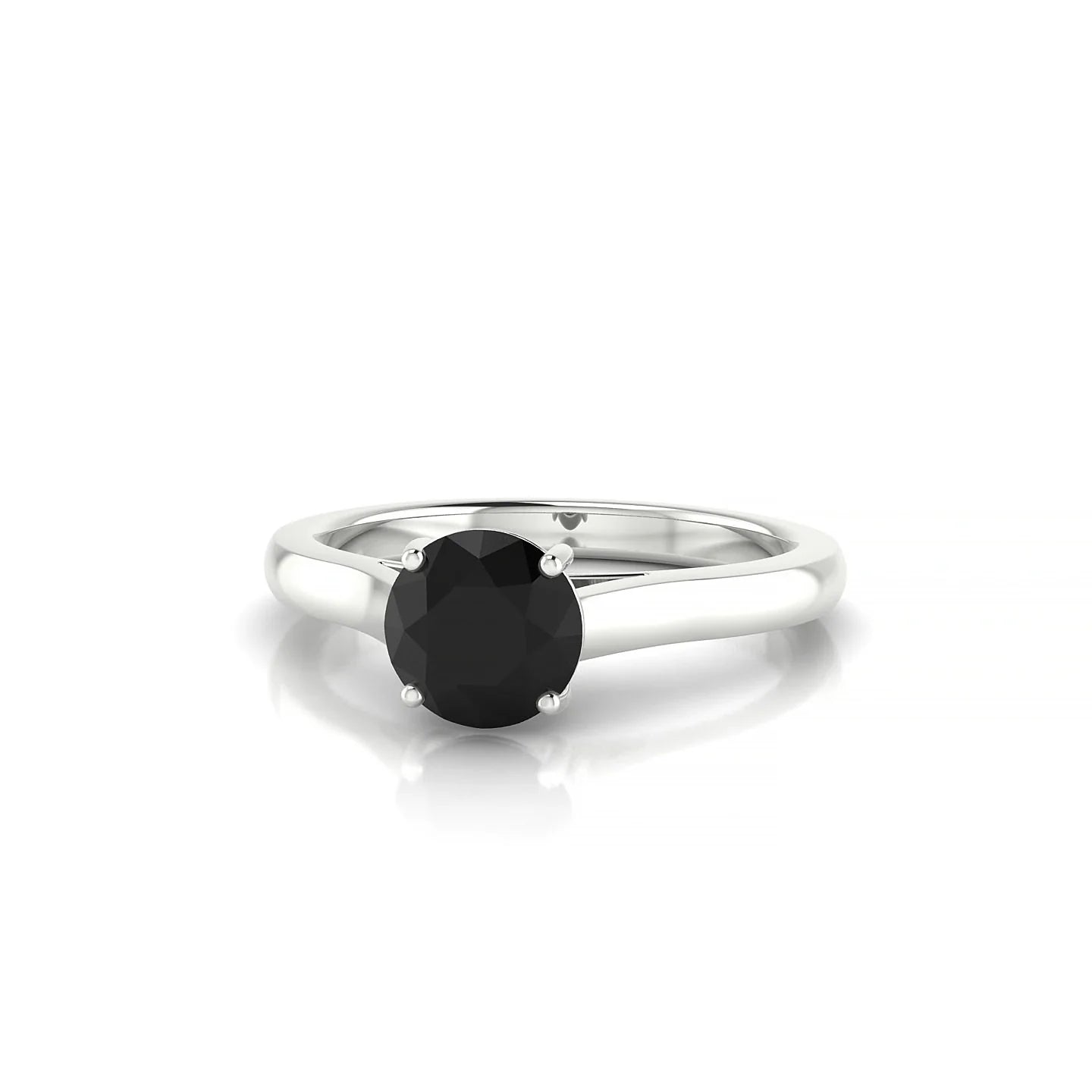 Cathedral | 18k White Gold 6 mm Round Black Diamond Ring