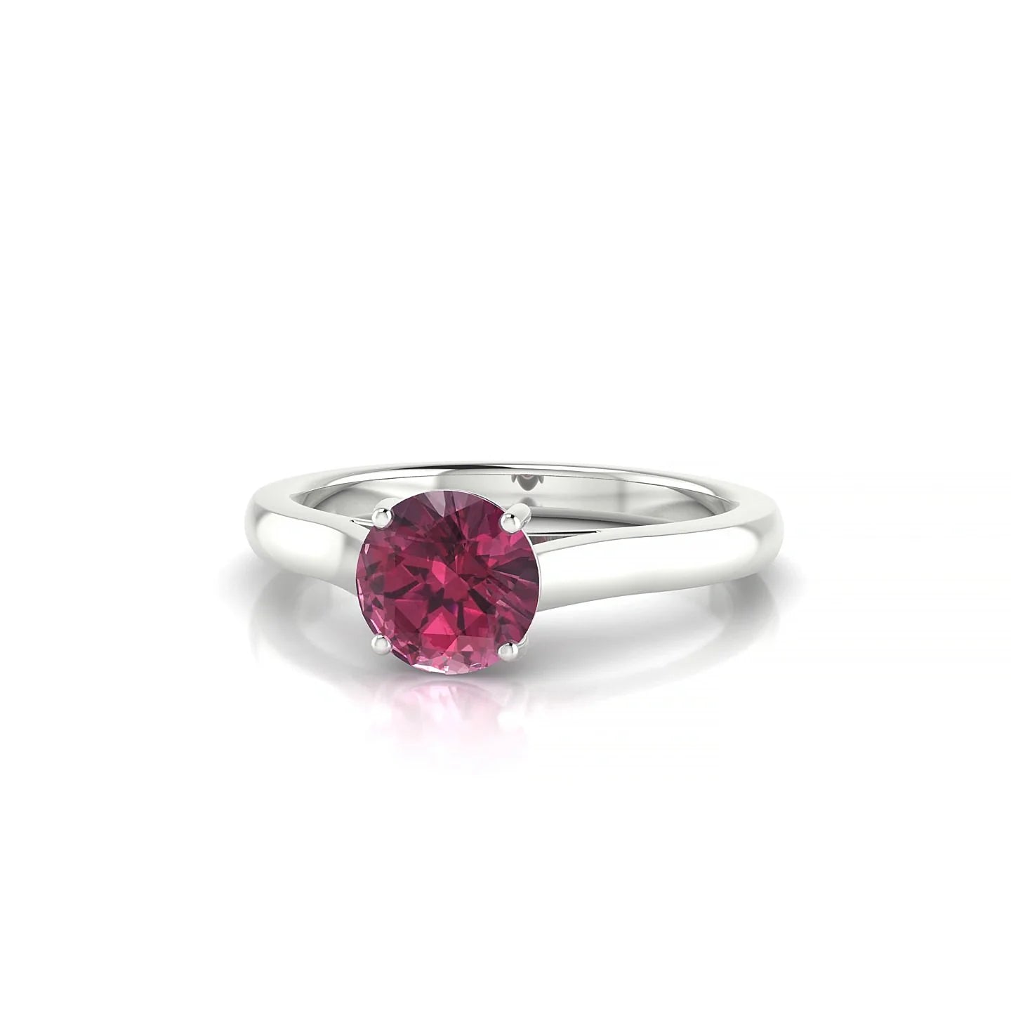 Cathedral | 18k White Gold 6 mm Round Rhodolite Ring