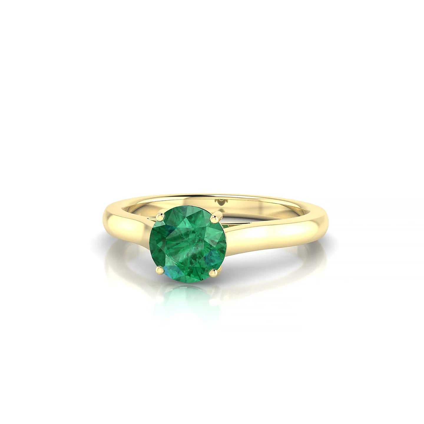 Cathedral | 18k Yellow Gold 6 mm Round Emerald Ring