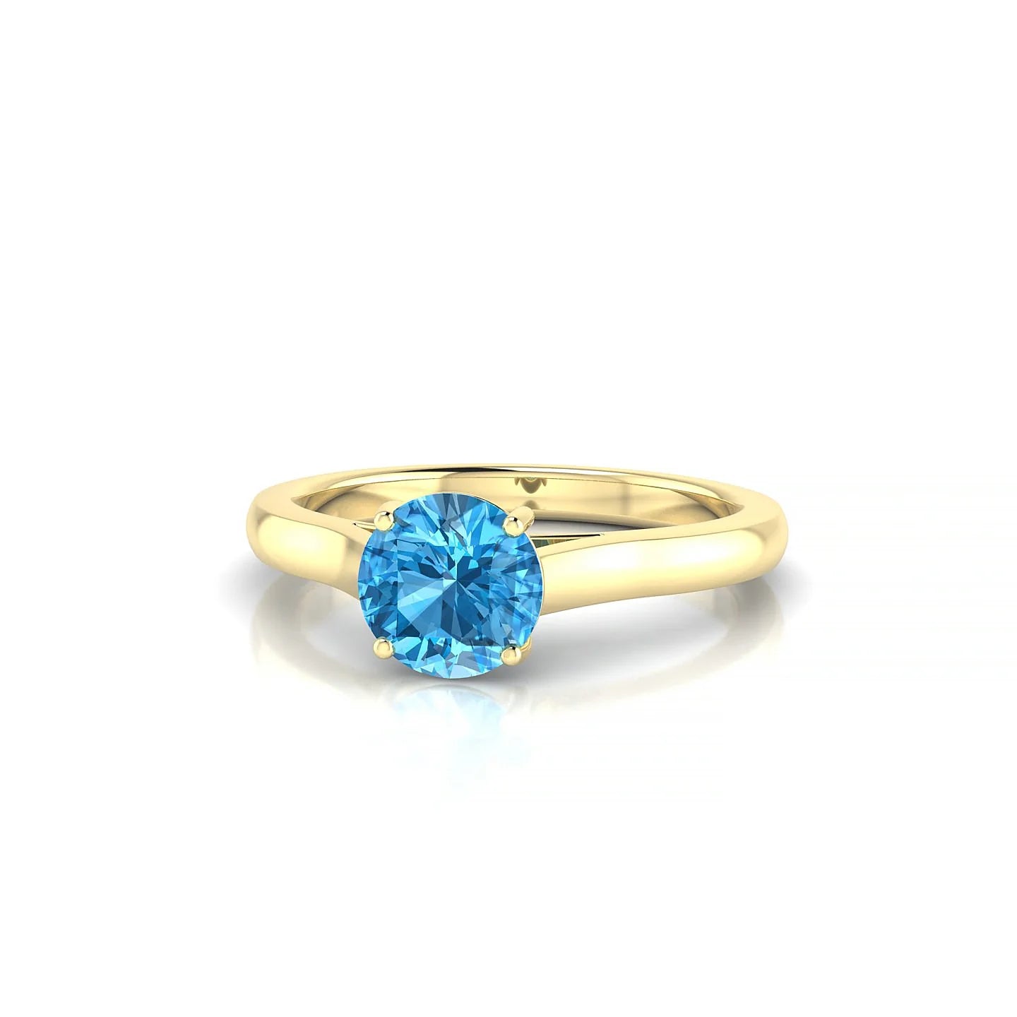 Cathedral | 18k Yellow Gold 6 mm Round Topaz Ring