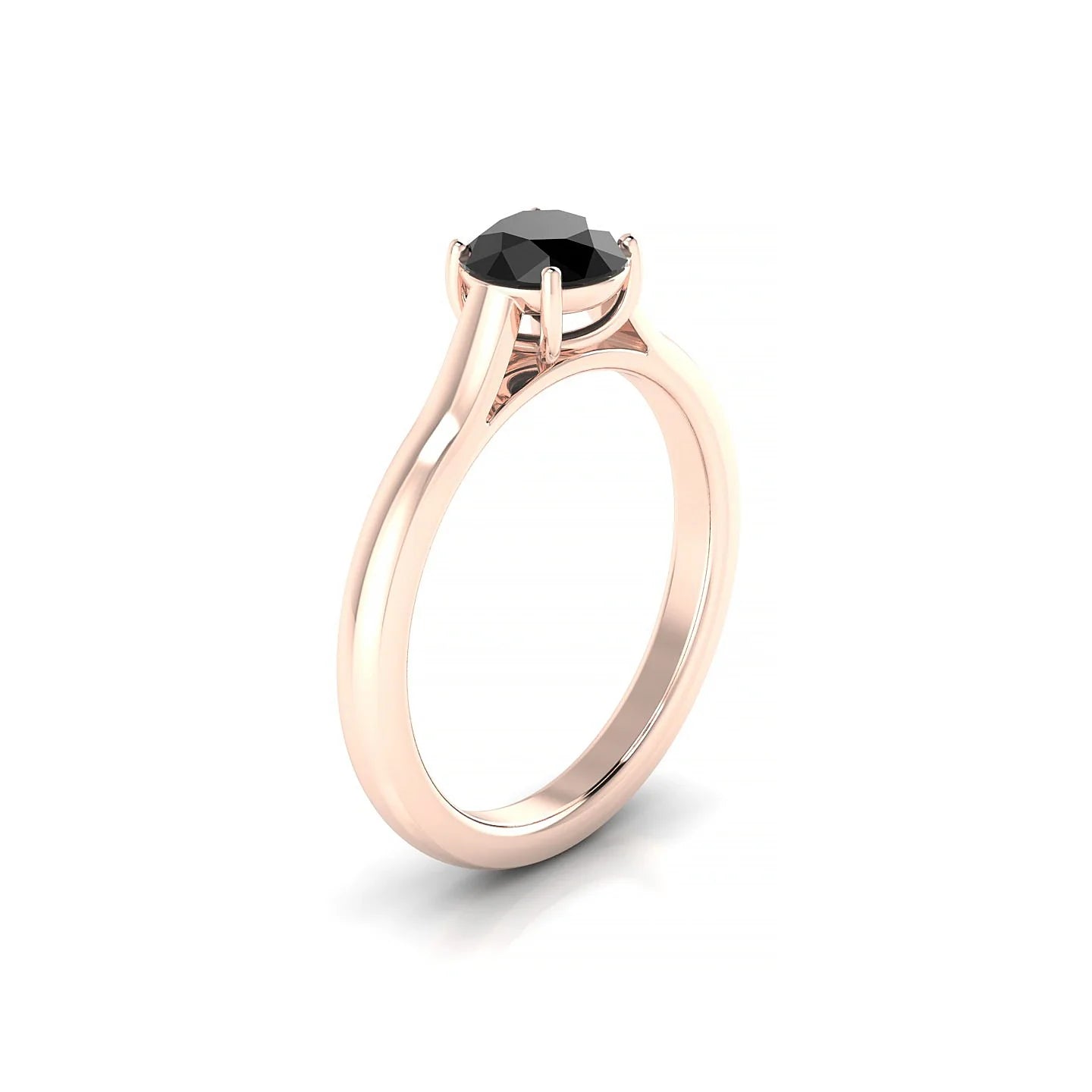 Cathedral | 18k Rose Gold 6 mm Round Black Diamond Ring