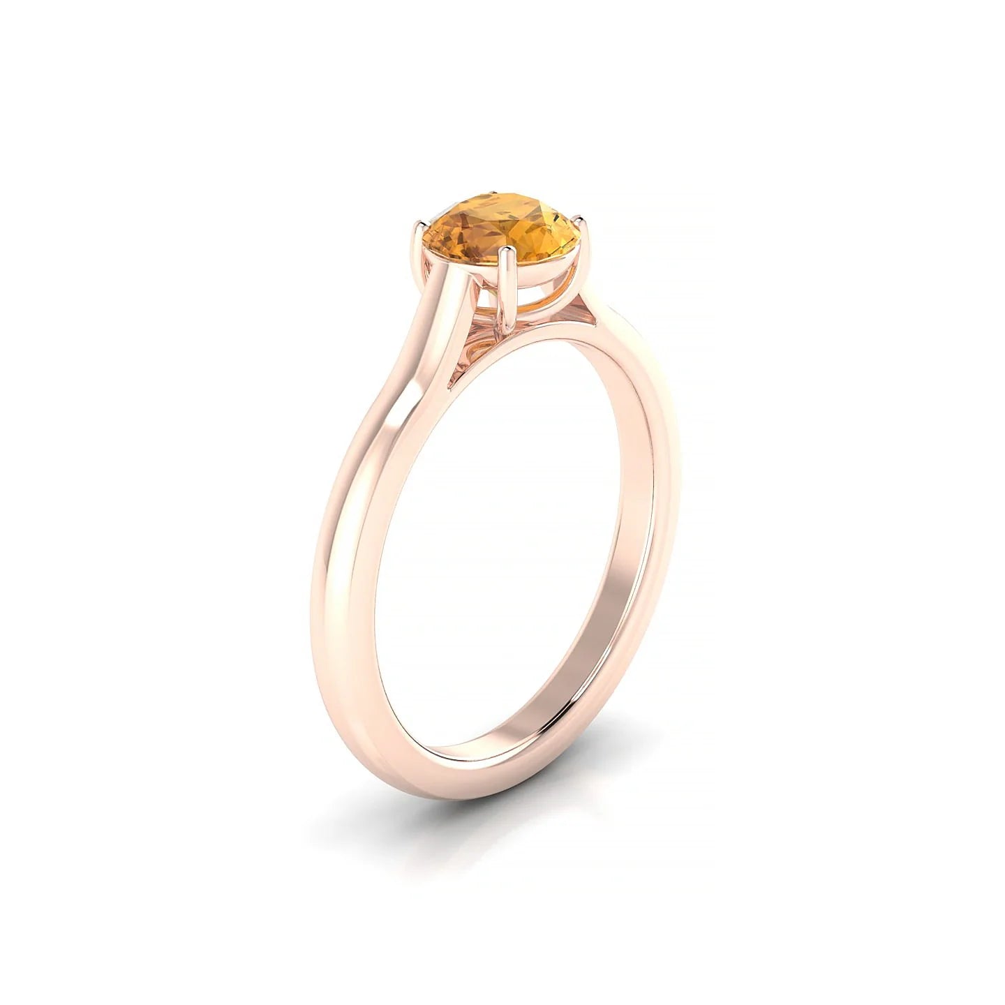Cathedral | 18k Rose Gold 6 mm Round Citrine Ring