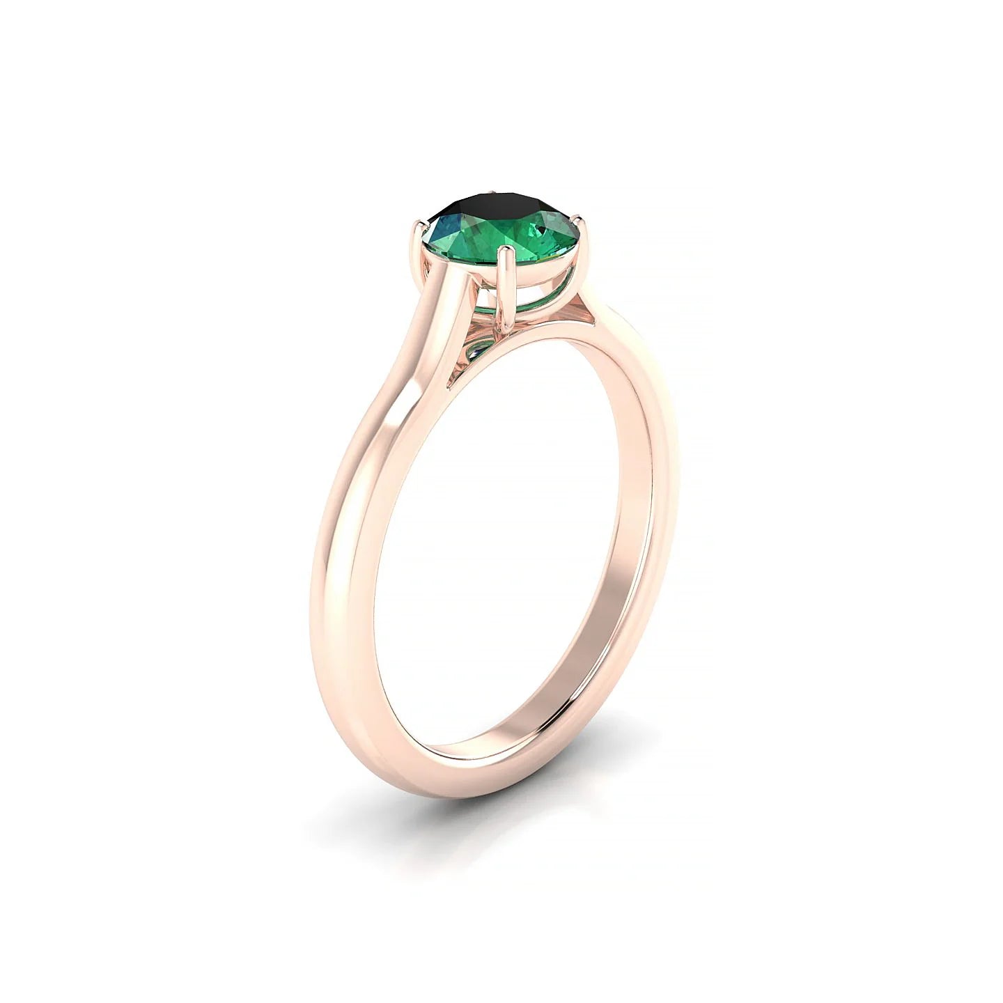 Cathedral | 18k Rose Gold 6 mm Round Emerald Ring