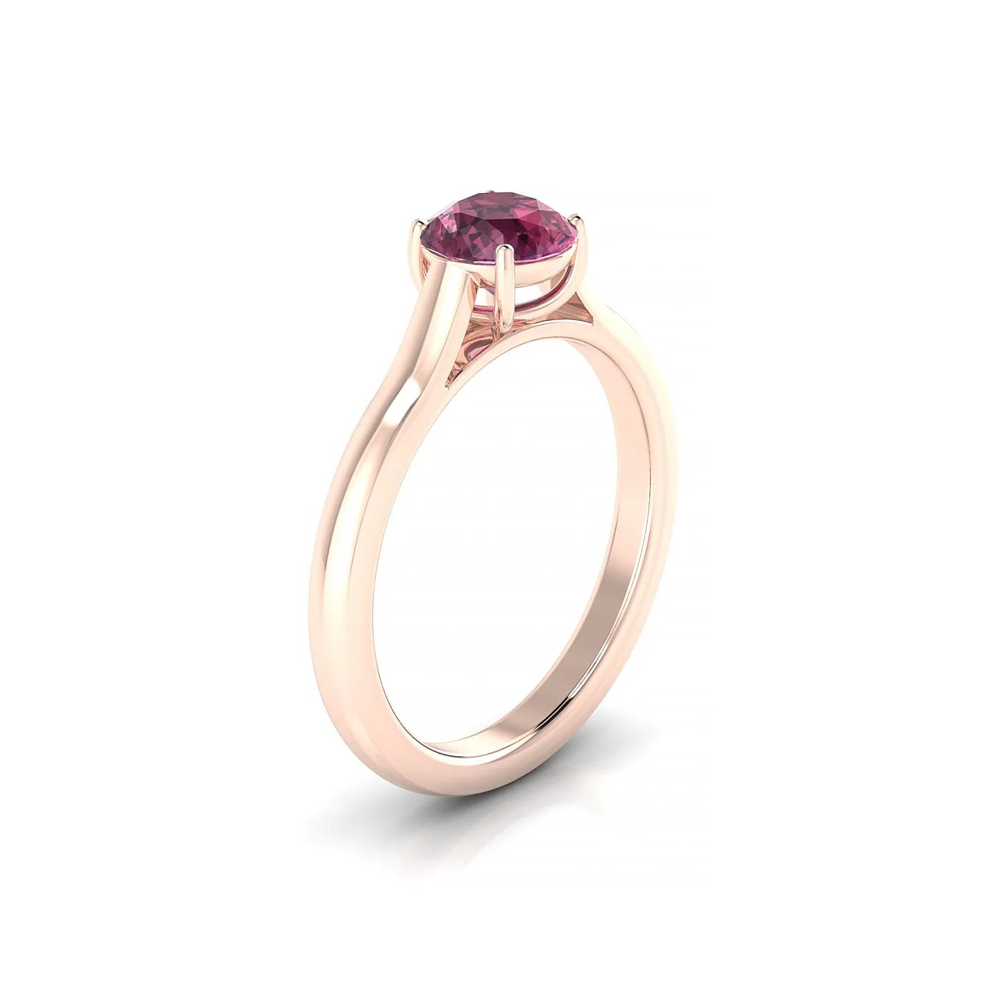 Cathedral | 18k Rose Gold 6 mm Round Rhodolite Ring