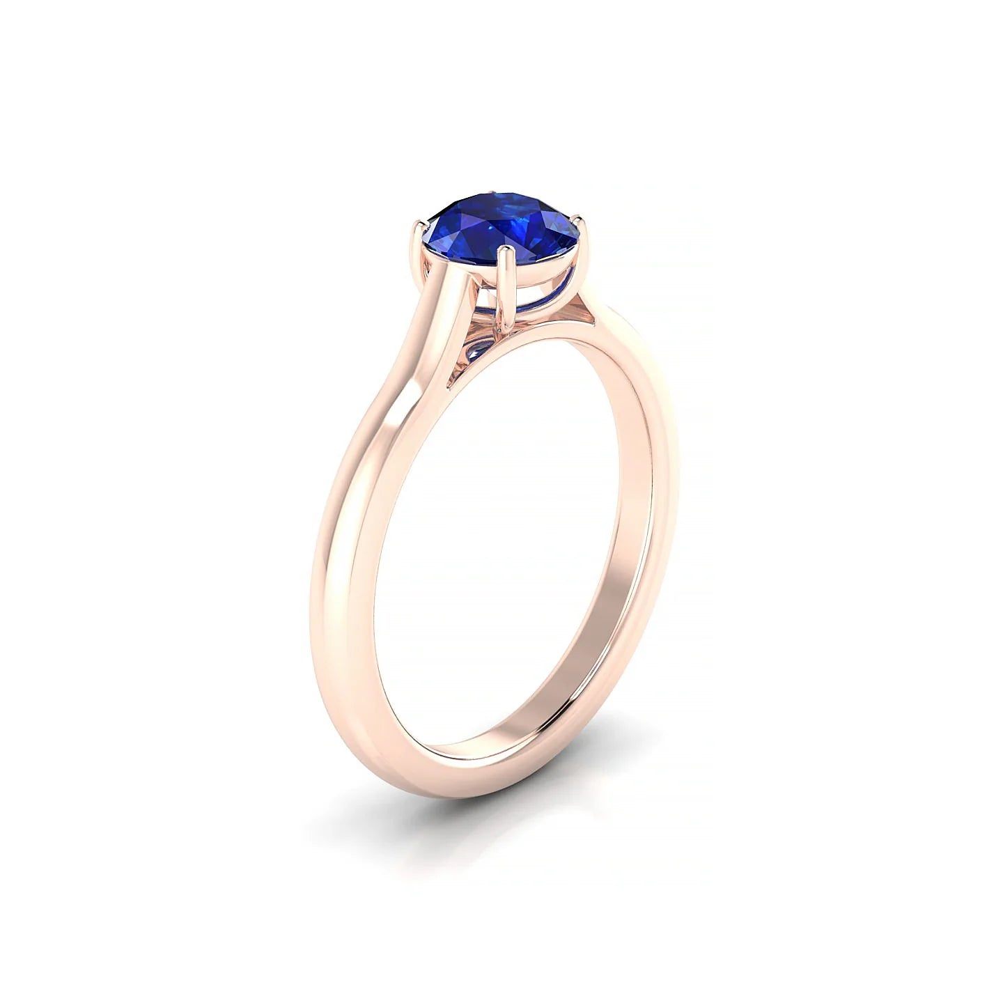 Cathedral | 18k Rose Gold 6 mm Round Sapphire Ring