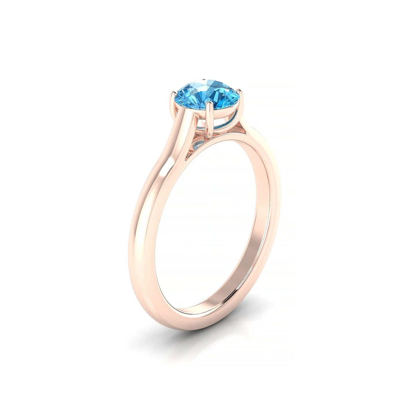 Cathedral | 18k Rose Gold 6 mm Round Topaz Ring