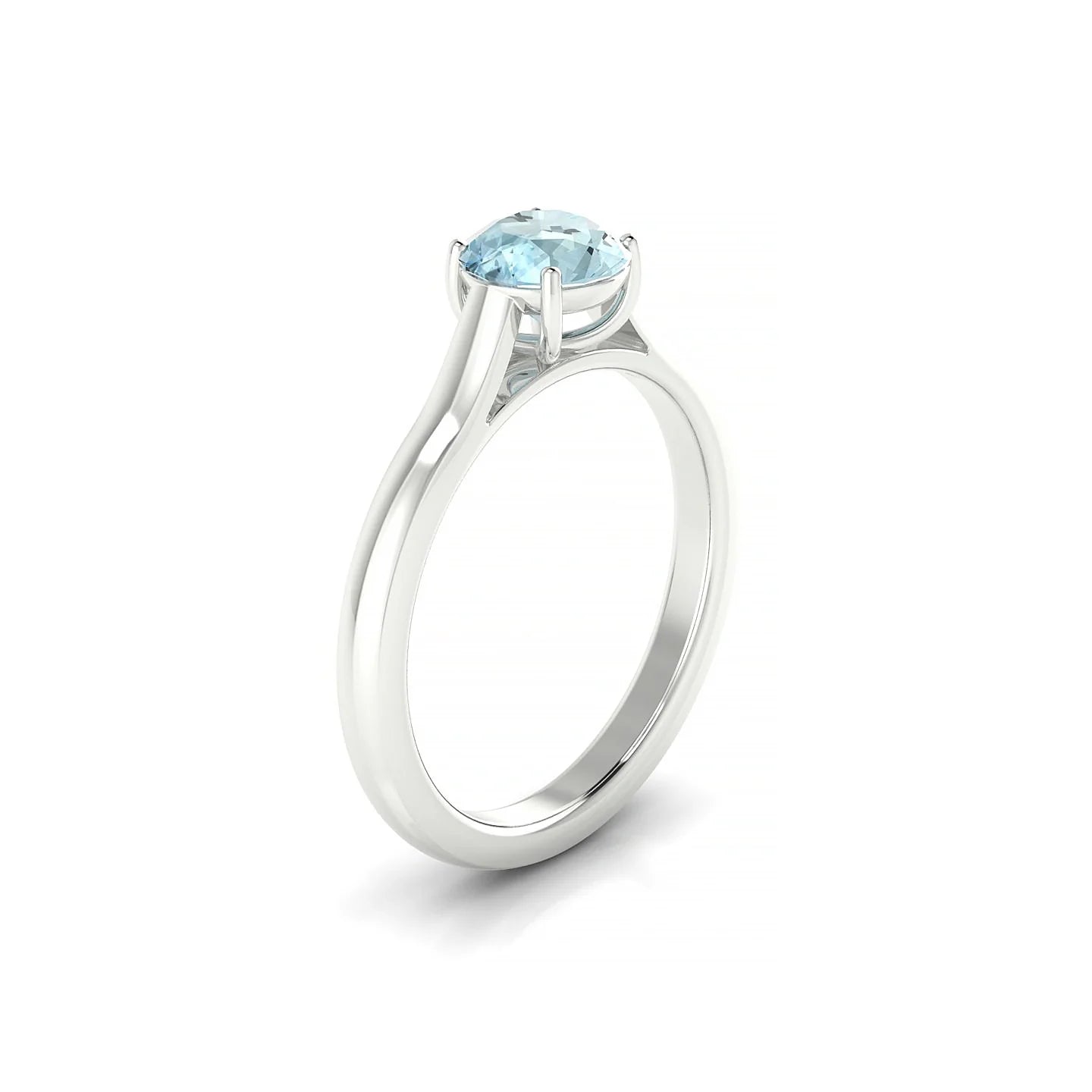 Cathedral | 18k White Gold 6 mm Round Aquamarine Ring