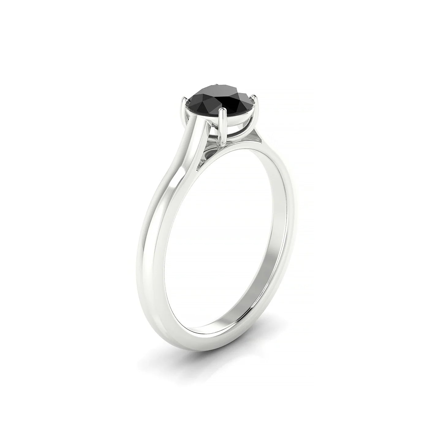 Cathedral | 18k White Gold 6 mm Round Black Diamond Ring