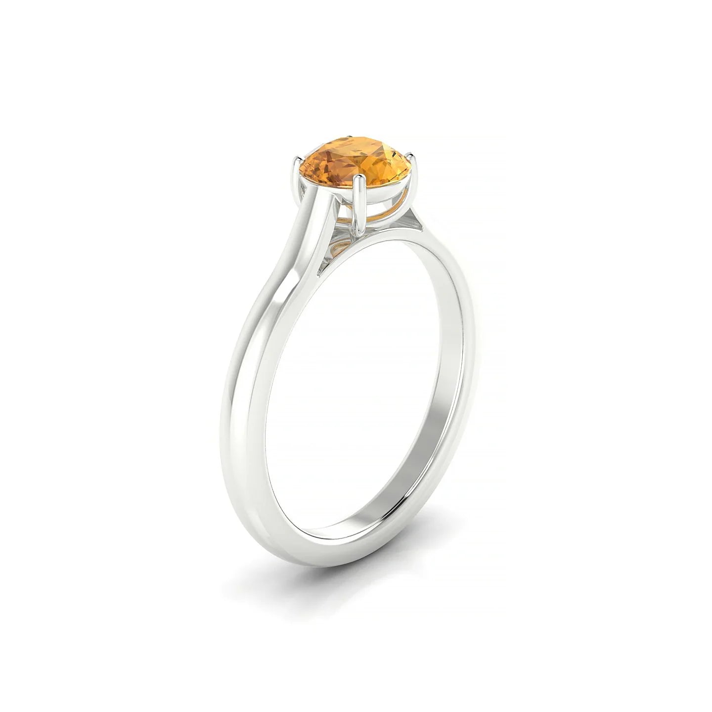 Cathedral | 18k White Gold 6 mm Round Citrine Ring