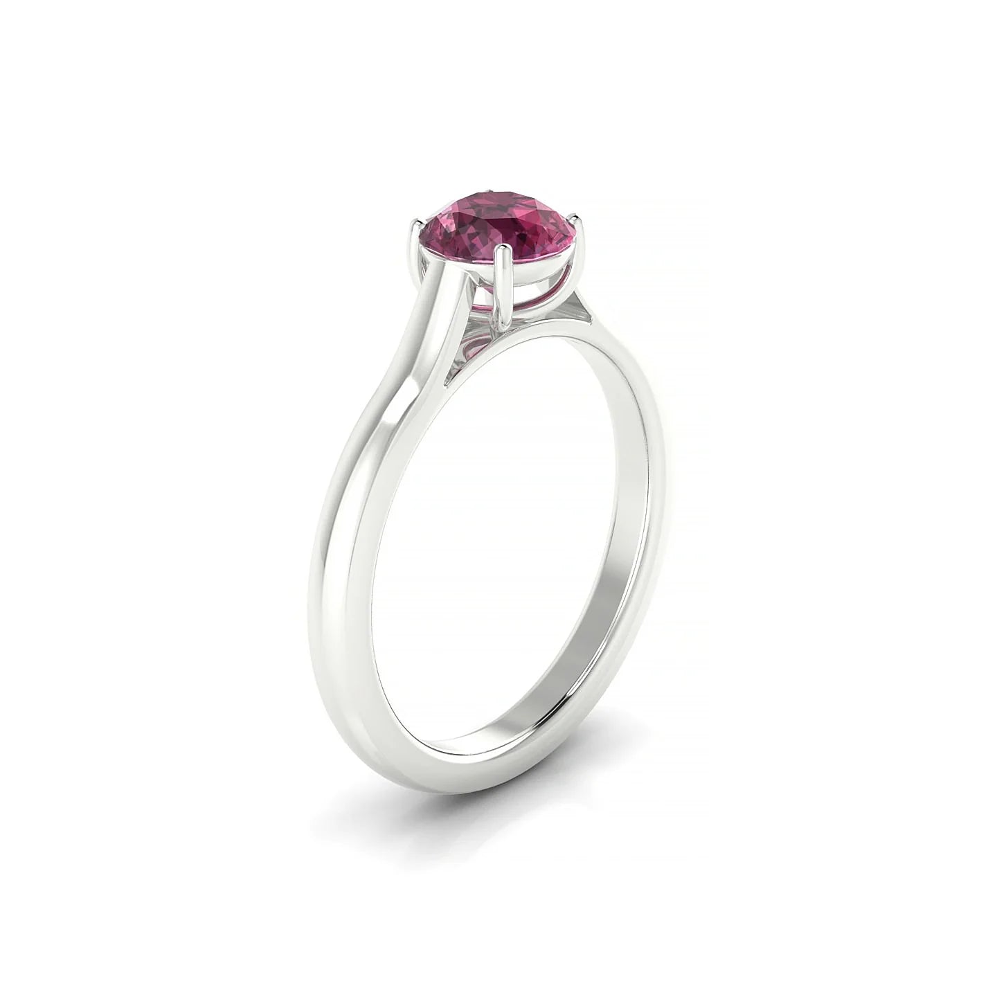 Cathedral | 18k White Gold 6 mm Round Rhodolite Ring