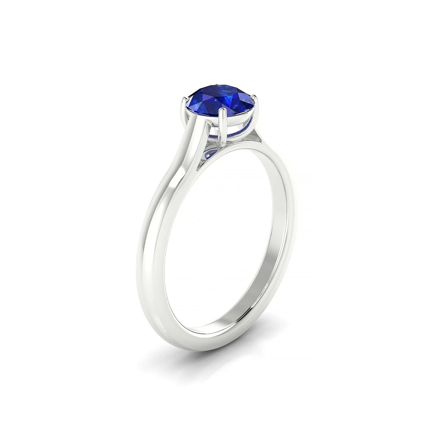 Cathedral | 18k White Gold 6 mm Round Sapphire Ring