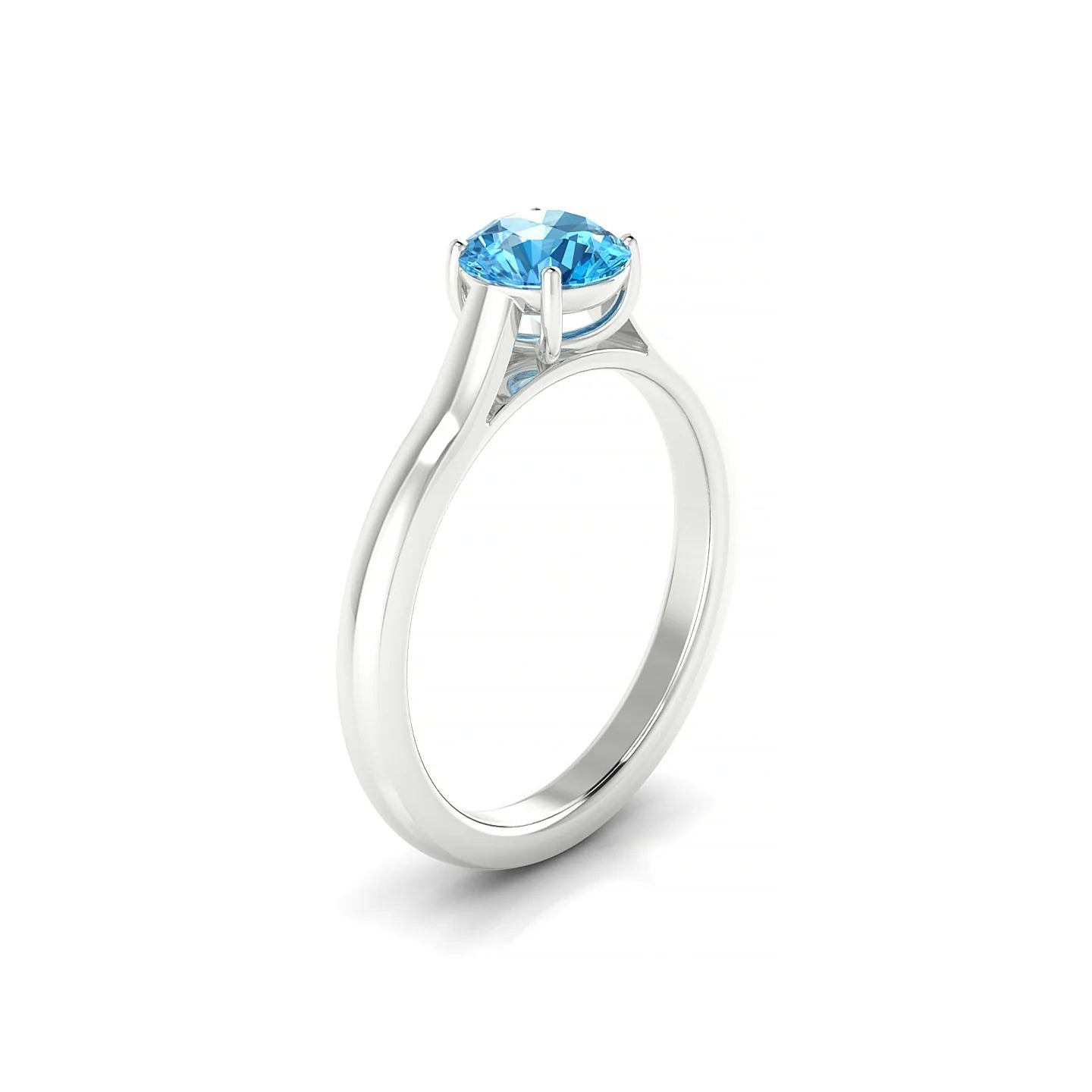 Cathedral | 18k White Gold 6 mm Round Topaz Ring