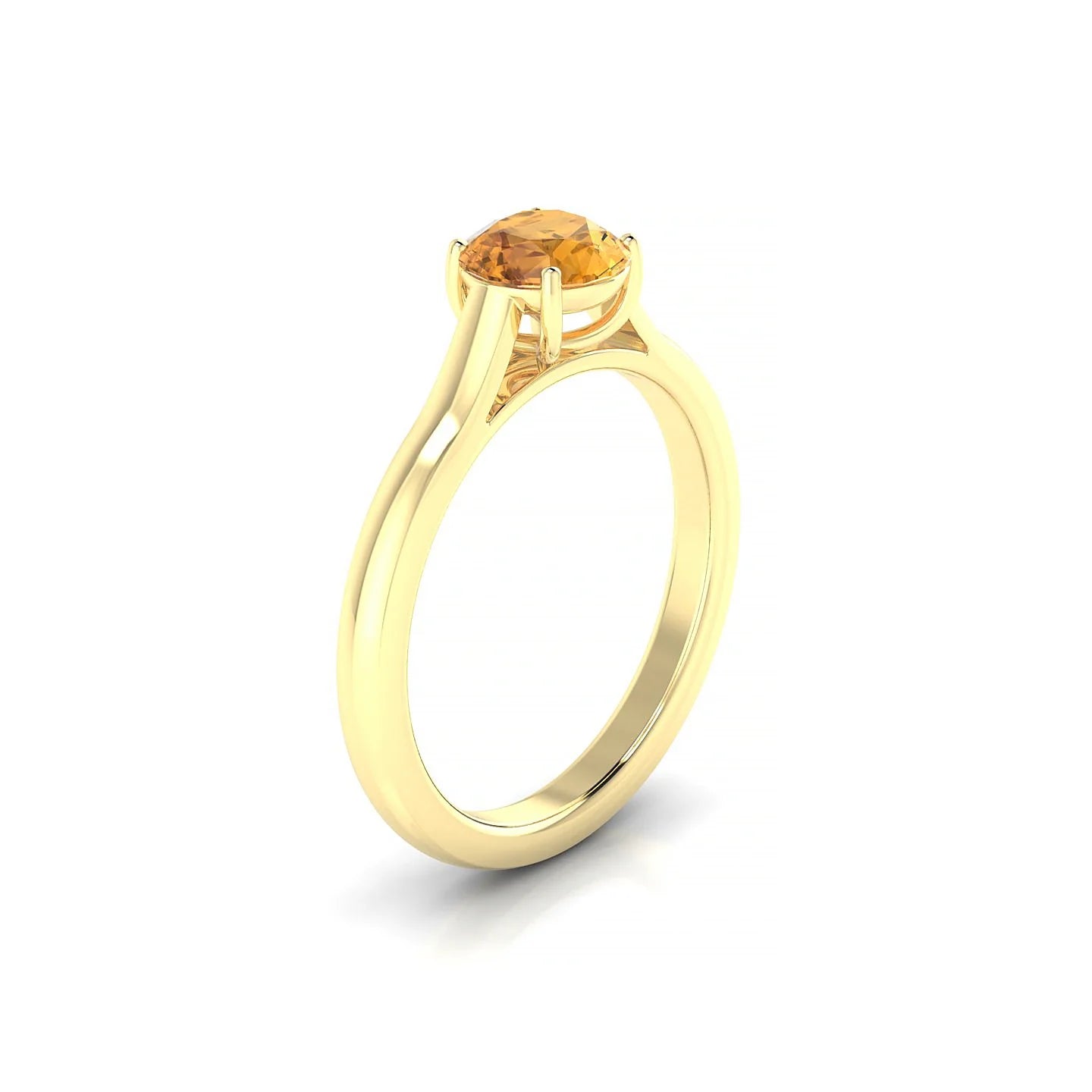 Cathedral | 18k Yellow Gold 6 mm Round Citrine Ring