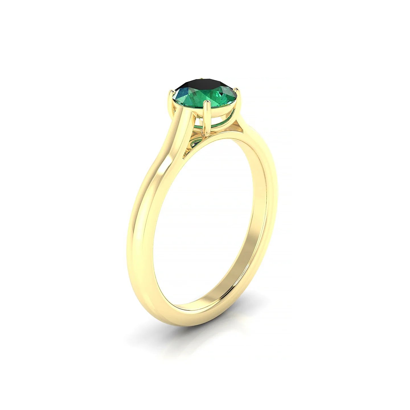 Cathedral | 18k Yellow Gold 6 mm Round Emerald Ring