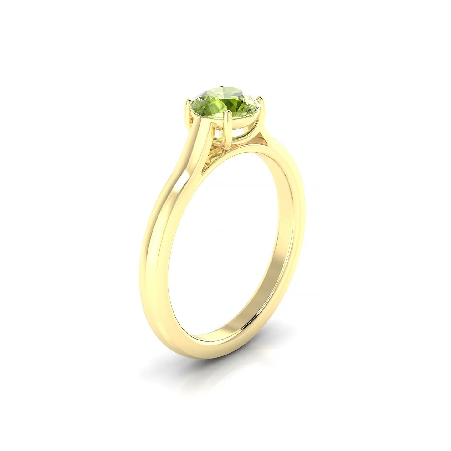 Cathedral | 18k Yellow Gold 6 mm Round Peridot Ring