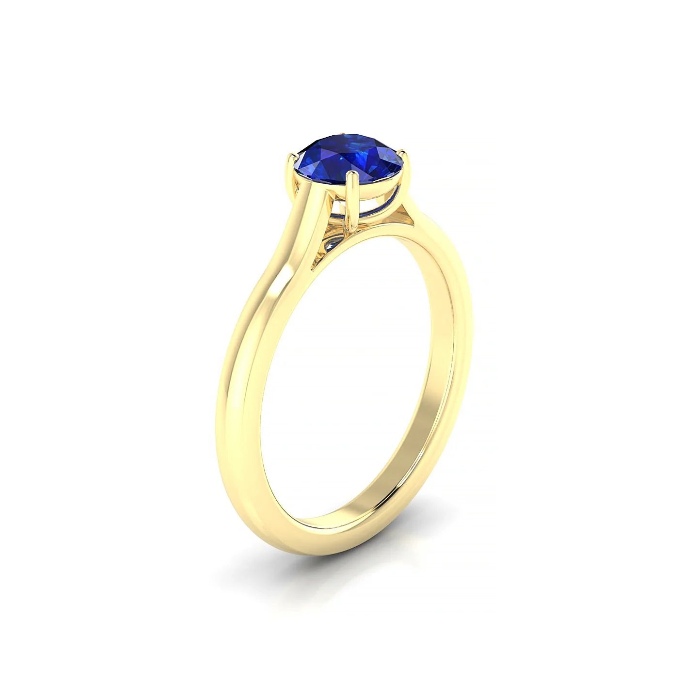 Cathedral | 18k Yellow Gold 6 mm Round Sapphire Ring