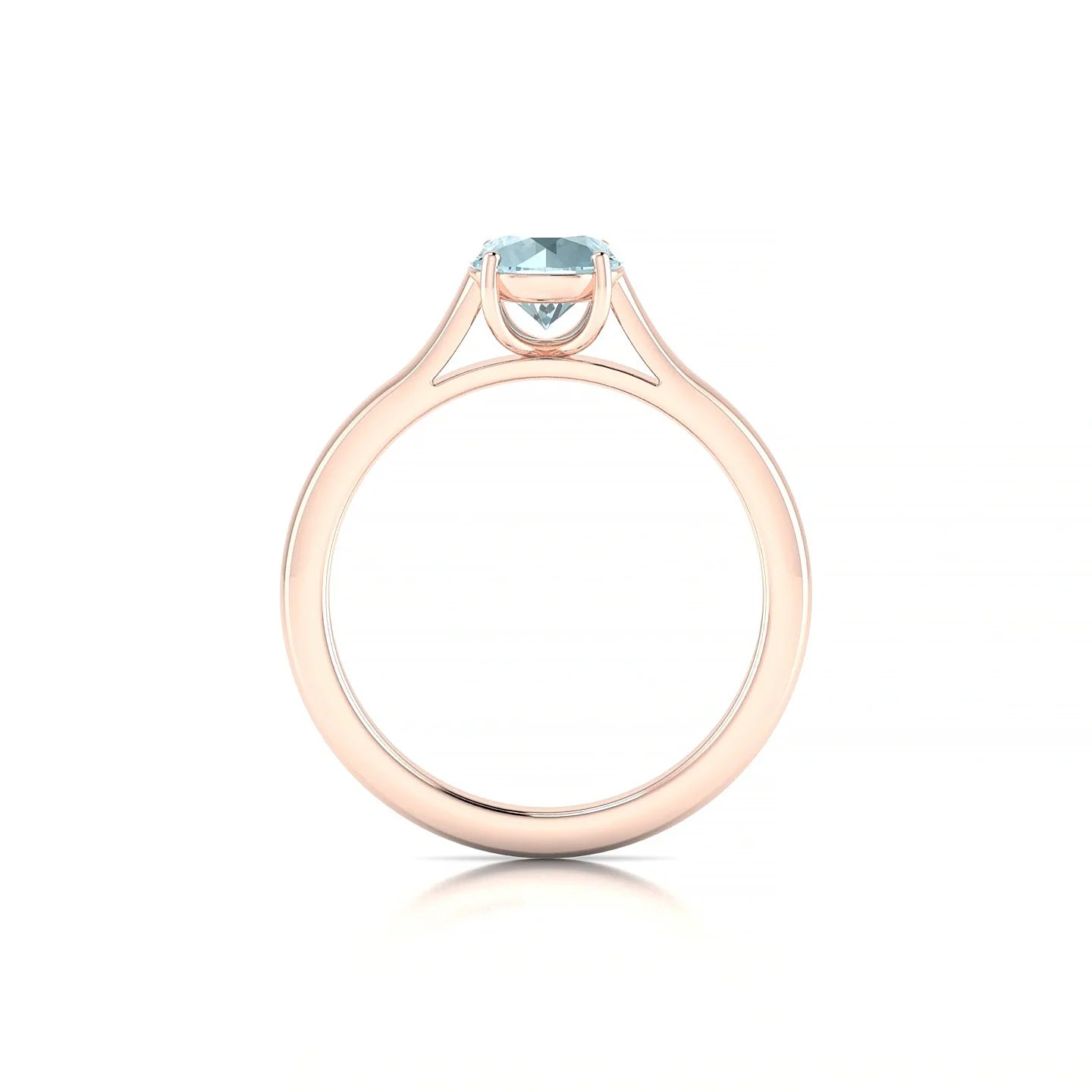 Cathedral | 18k Rose Gold 6 mm Round Aquamarine Ring