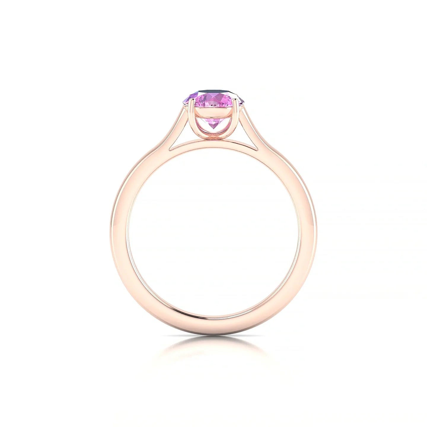 Cathedral | 18k Rose Gold 6 mm Round Pink Sapphire Ring