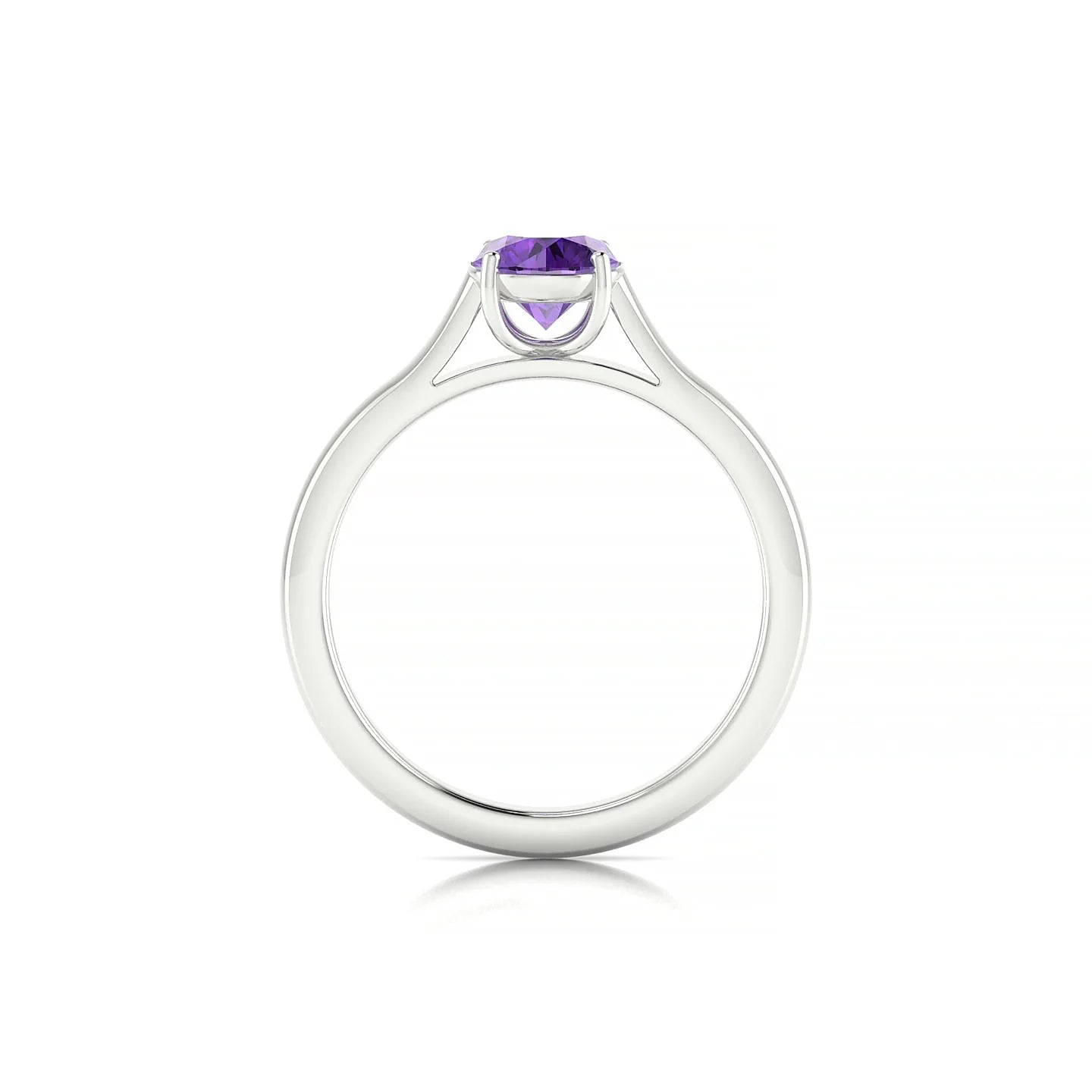Cathedral | 18k White Gold 6 mm Round Amethyst Ring