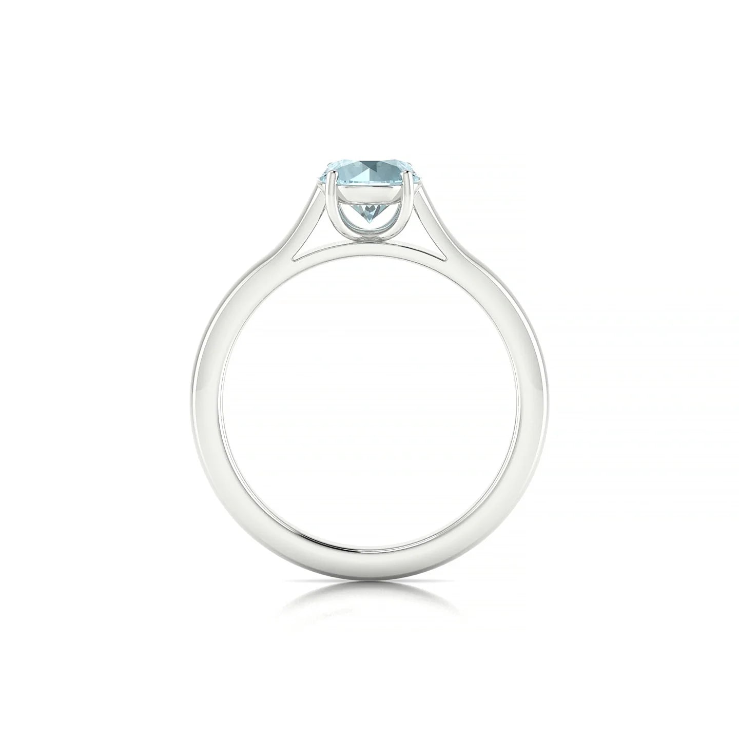 Cathedral | 18k White Gold 6 mm Round Aquamarine Ring