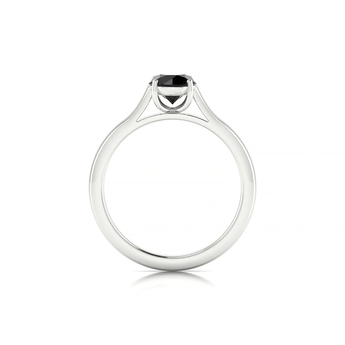 Cathedral | 18k White Gold 6 mm Round Black Diamond Ring