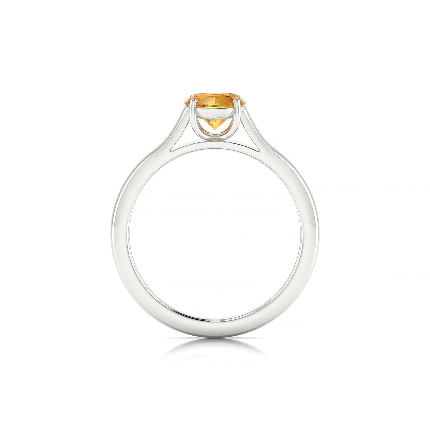 Cathedral | 18k White Gold 6 mm Round Citrine Ring