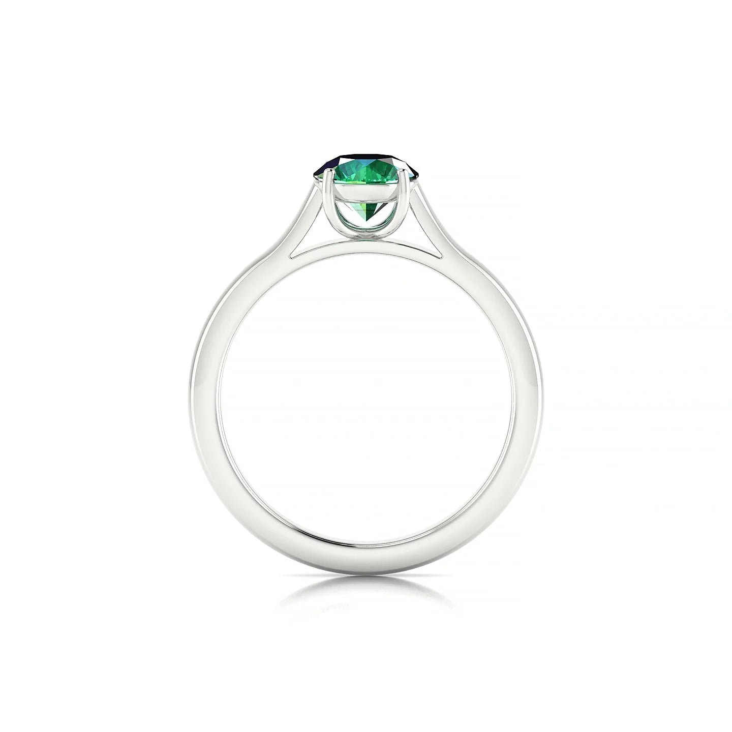 Cathedral | 18k White Gold 6 mm Round Emerald Ring