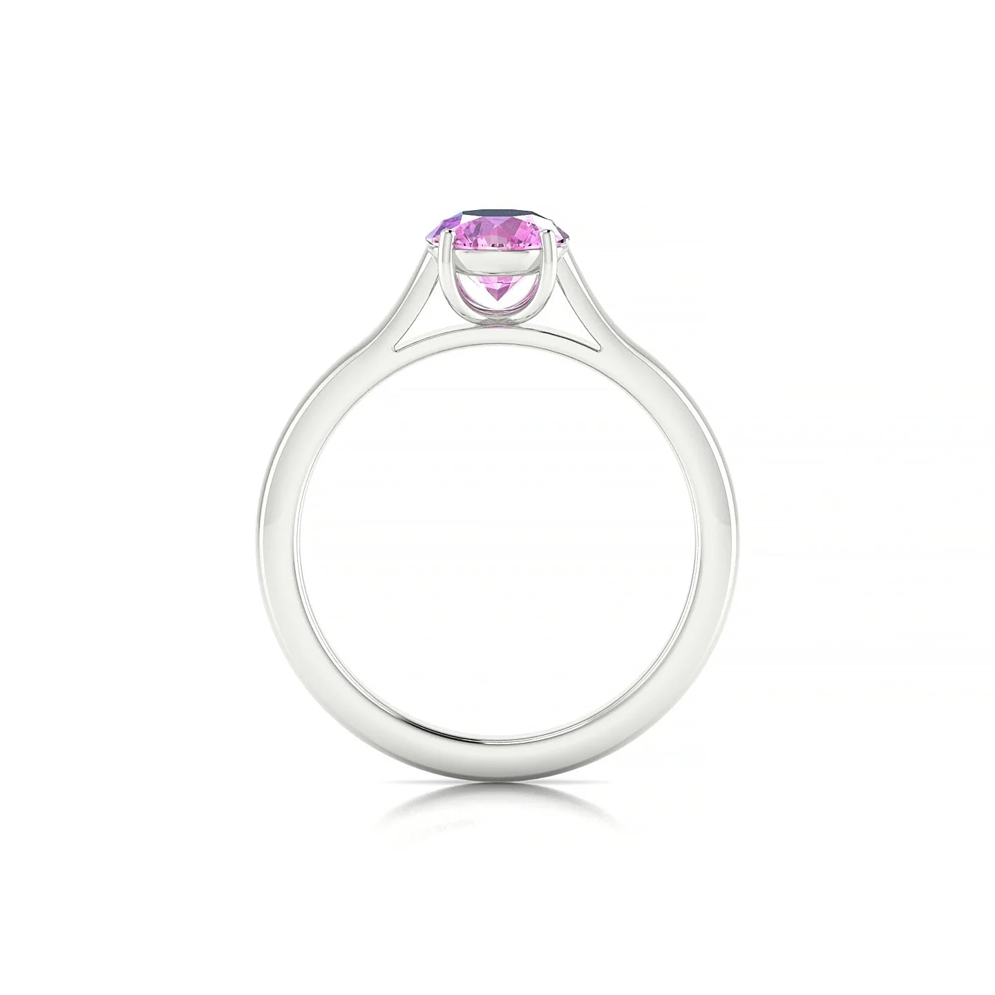 Cathedral | 18k White Gold 6 mm Round Pink Sapphire Ring
