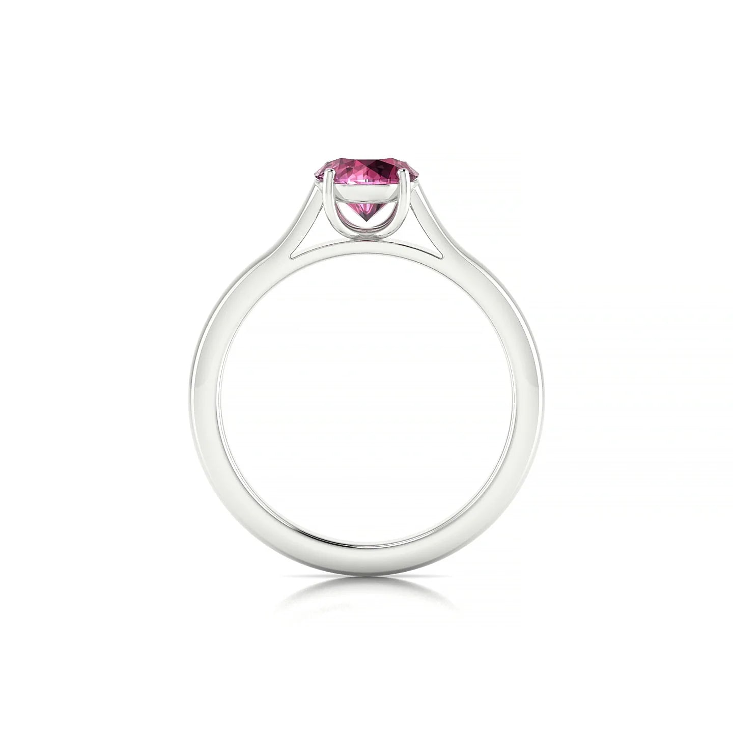 Cathedral | 18k White Gold 6 mm Round Rhodolite Ring