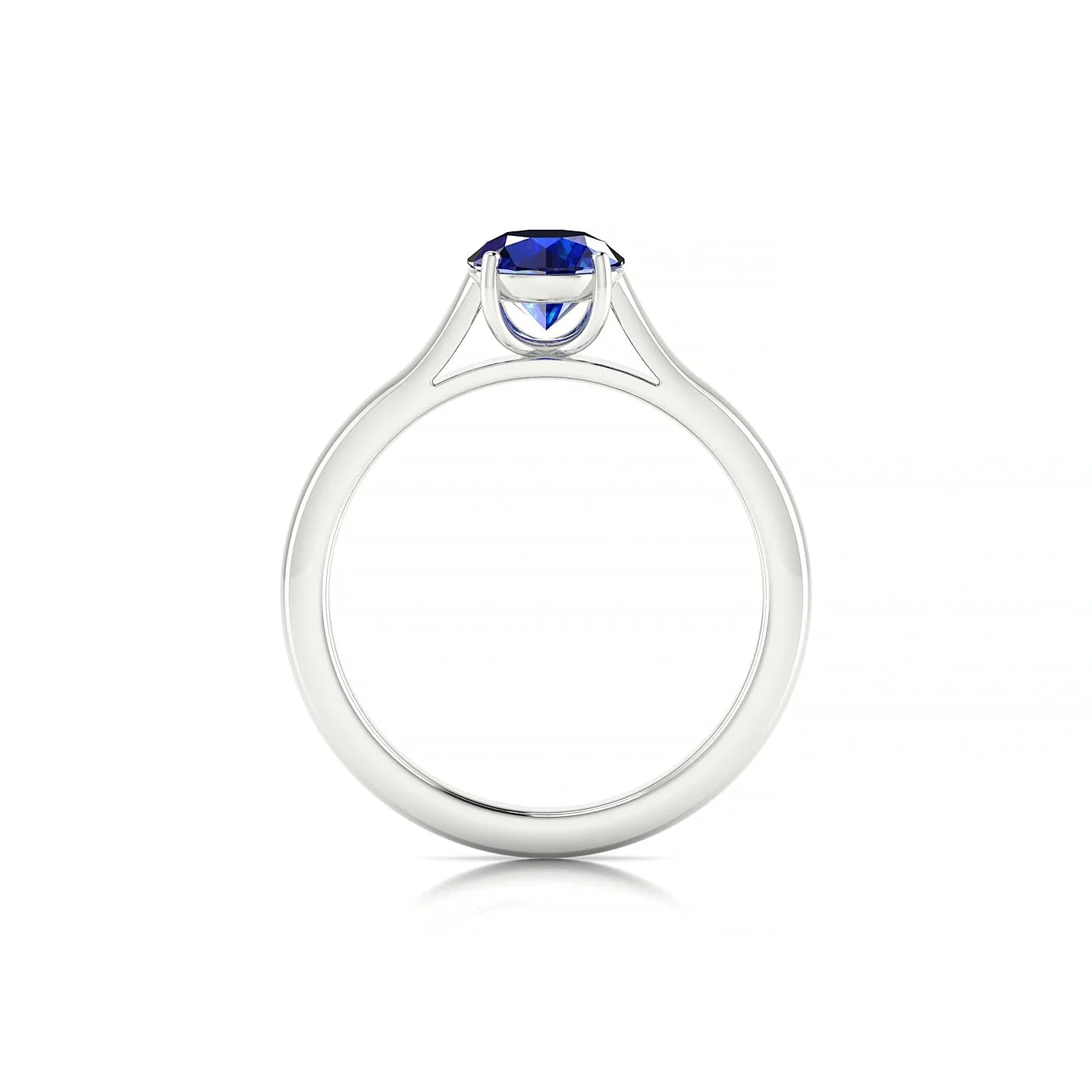 Cathedral | 18k White Gold 6 mm Round Sapphire Ring