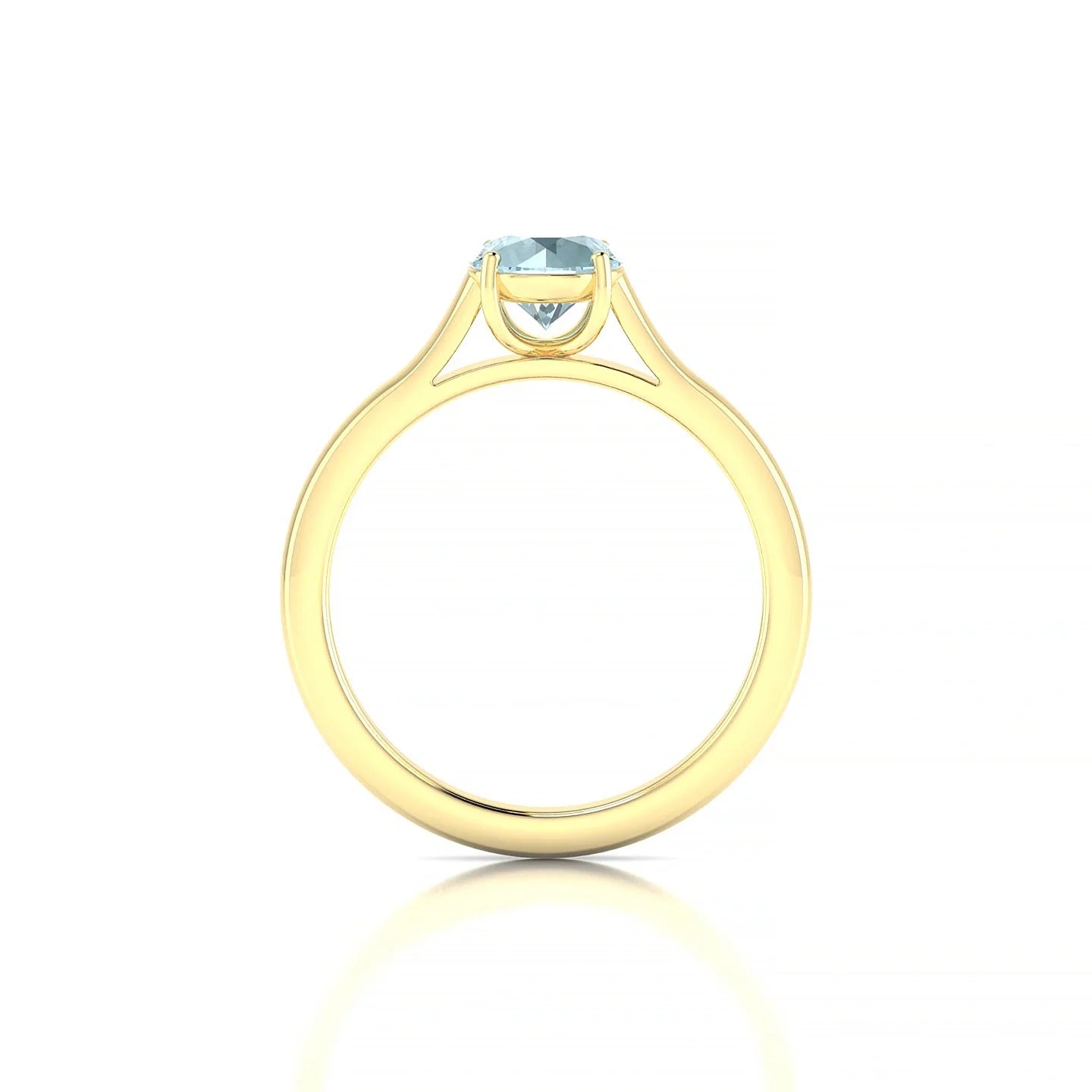 Cathedral | 18k Yellow Gold 6 mm Round Aquamarine Ring