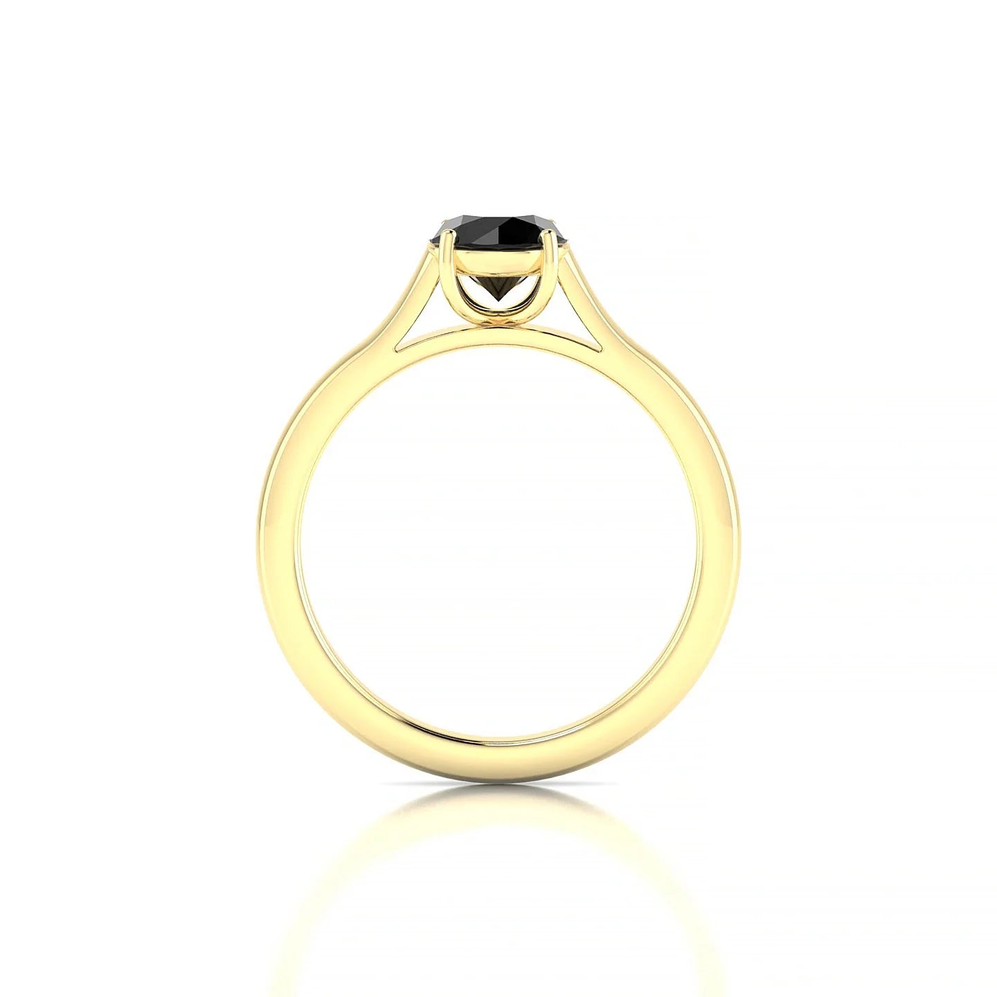 Cathedral | 18k Yellow Gold 6 mm Round Black Diamond Ring