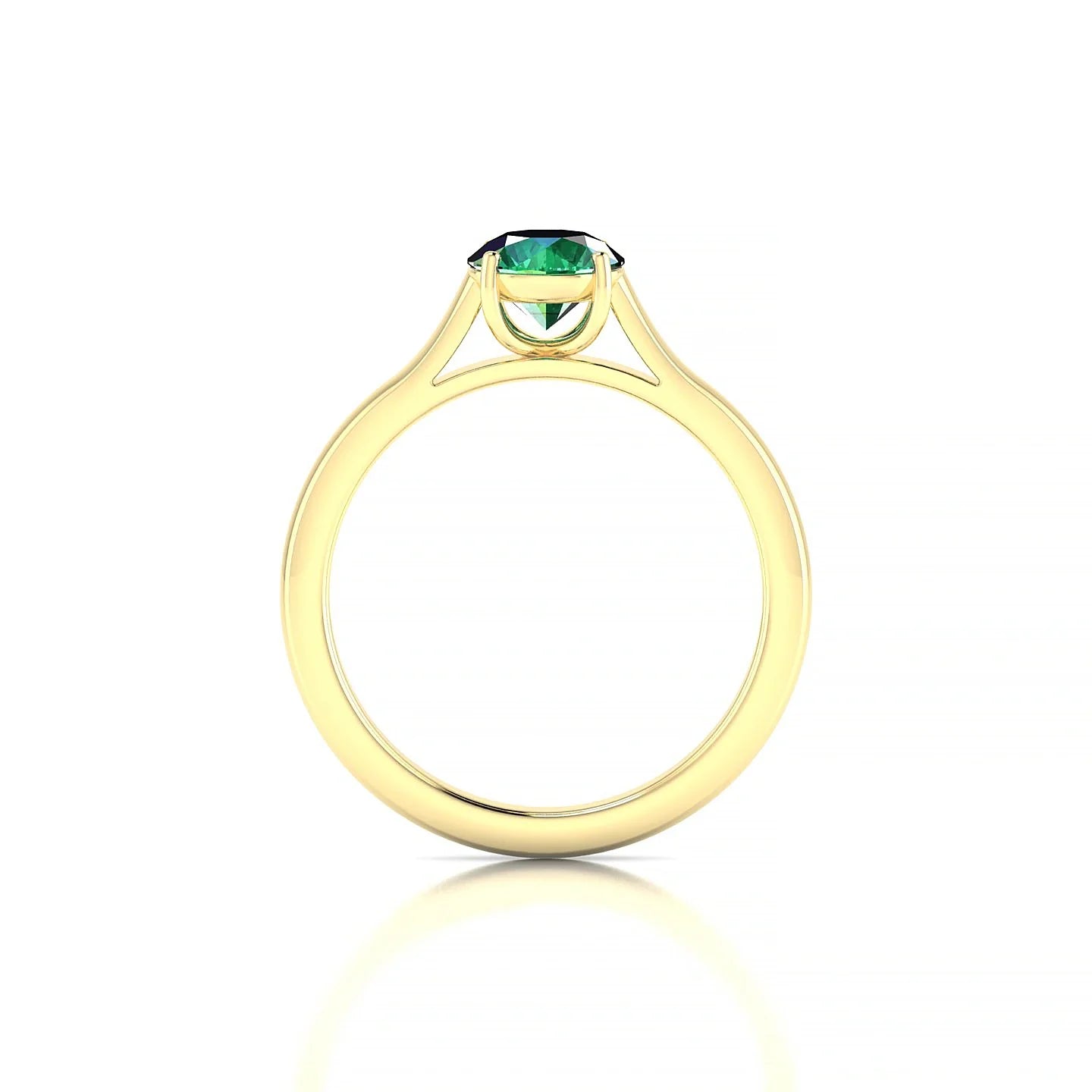 Cathedral | 18k Yellow Gold 6 mm Round Emerald Ring