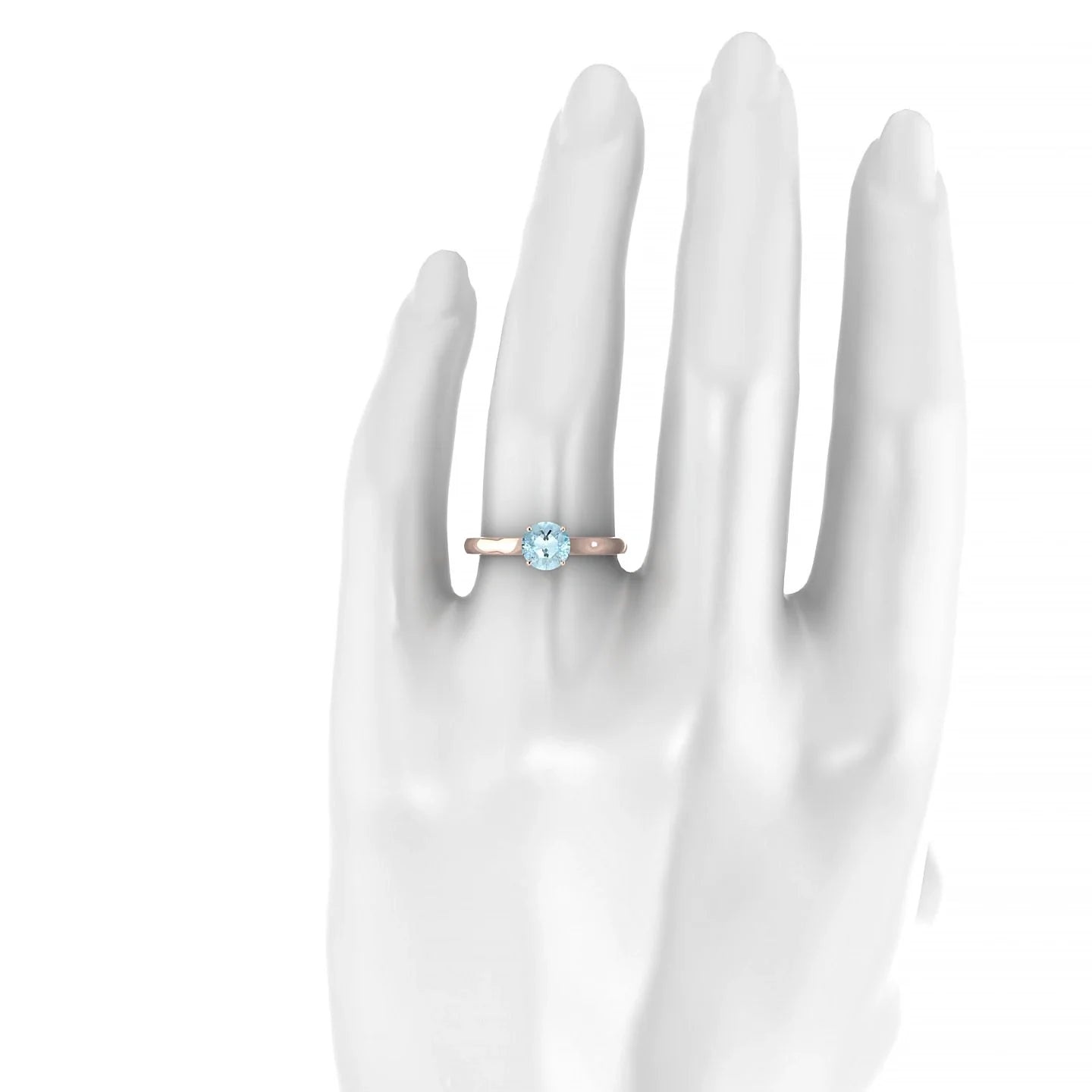 Cathedral | 18k Rose Gold 6 mm Round Aquamarine Ring