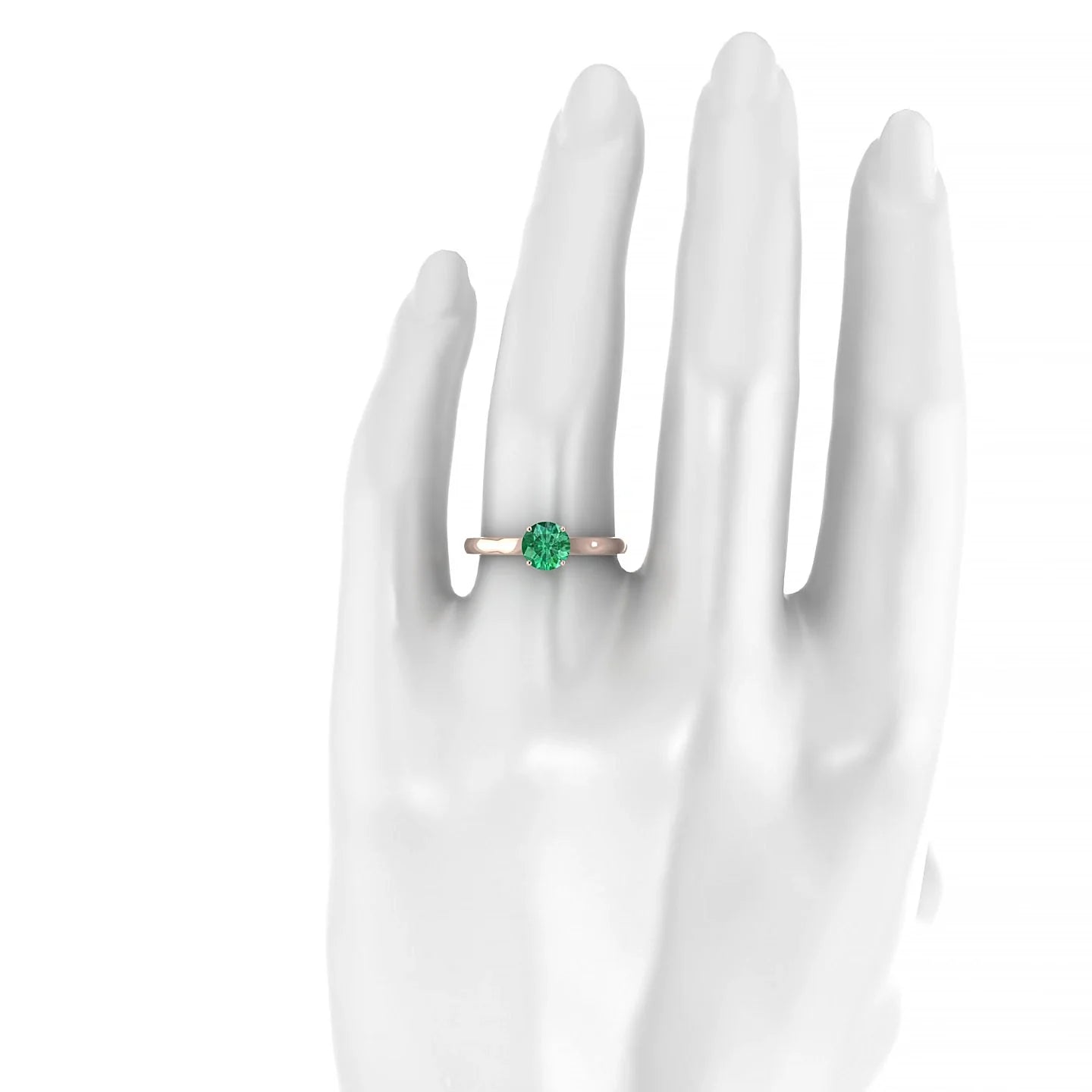 Cathedral | 18k Rose Gold 6 mm Round Emerald Ring