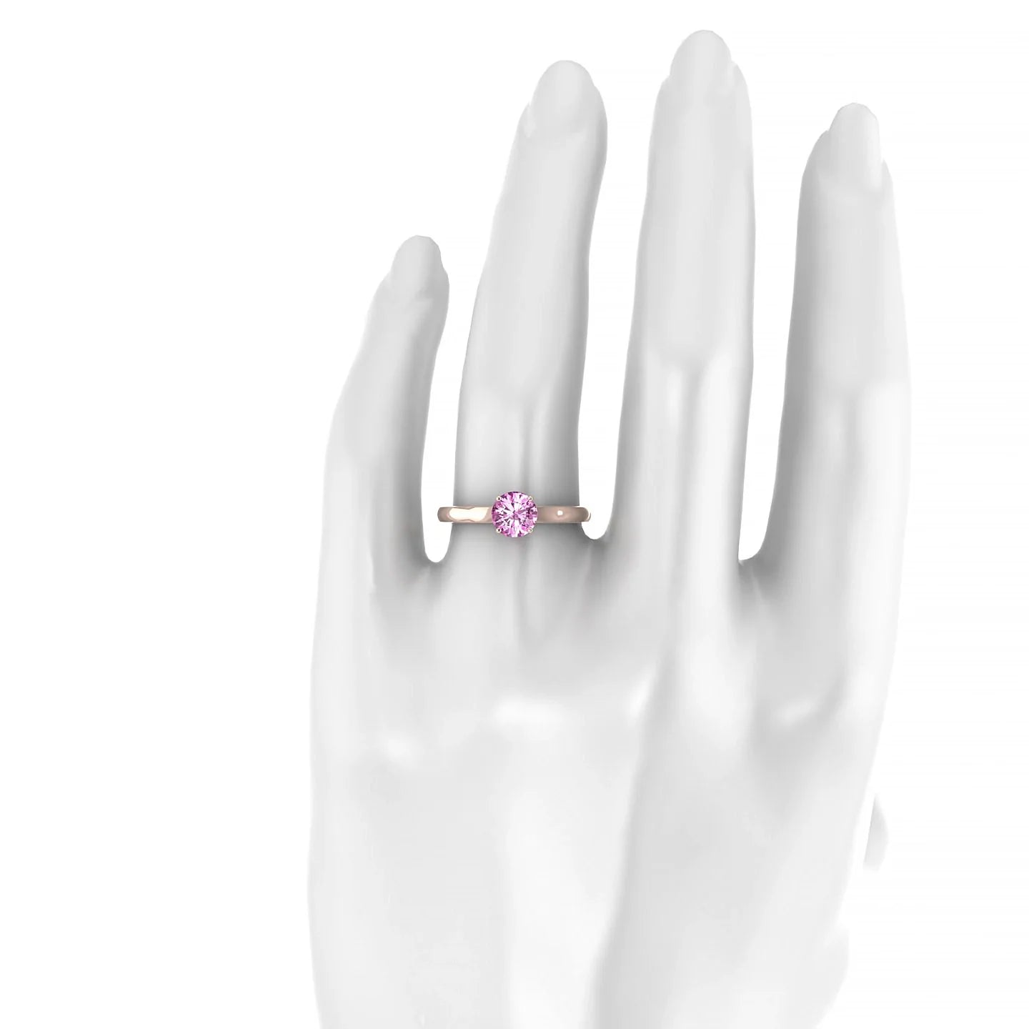 Cathedral | 18k Rose Gold 6 mm Round Pink Sapphire Ring