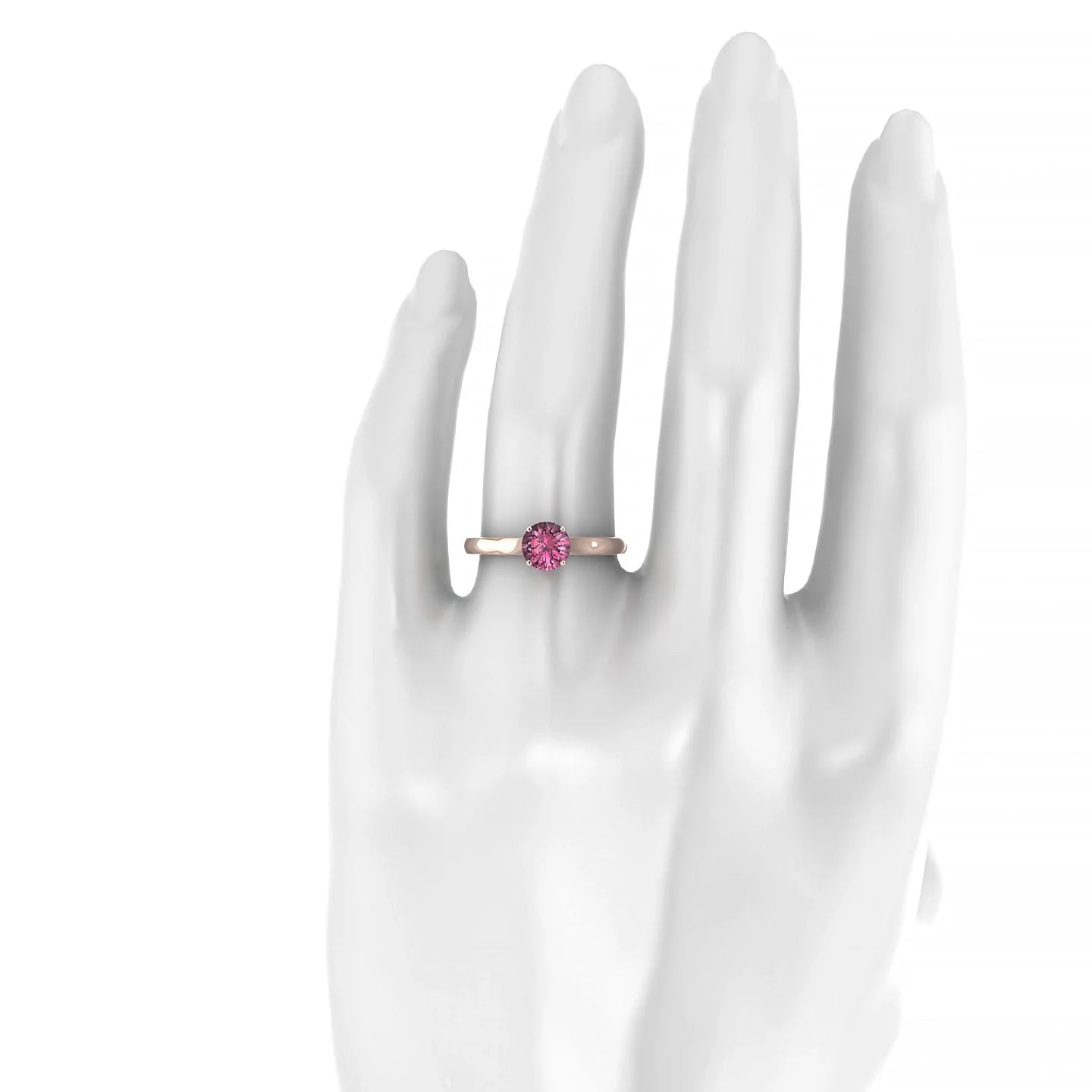 Cathedral | 18k Rose Gold 6 mm Round Rhodolite Ring