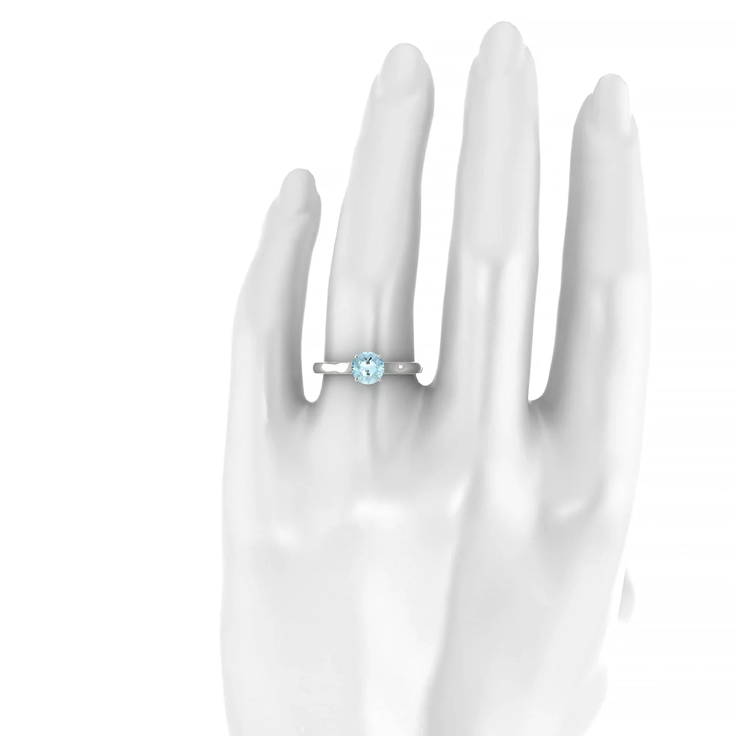 Cathedral | 18k White Gold 6 mm Round Aquamarine Ring