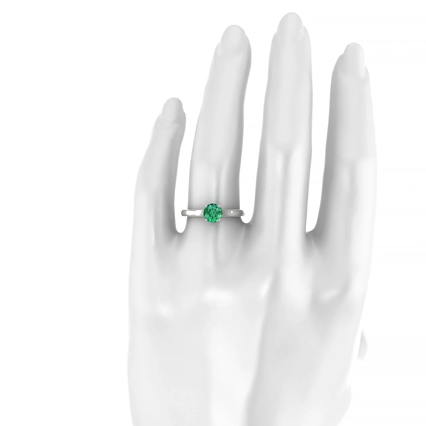 Cathedral | 18k White Gold 6 mm Round Emerald Ring