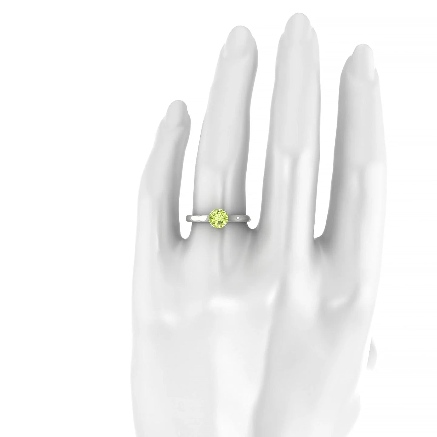 Cathedral | 18k White Gold 6 mm Round Peridot Ring
