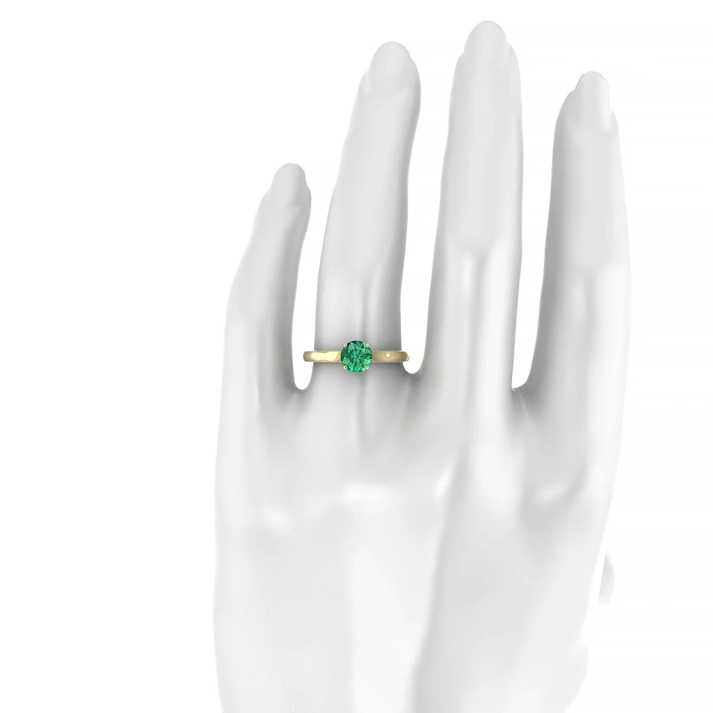 Cathedral | 18k Yellow Gold 6 mm Round Emerald Ring