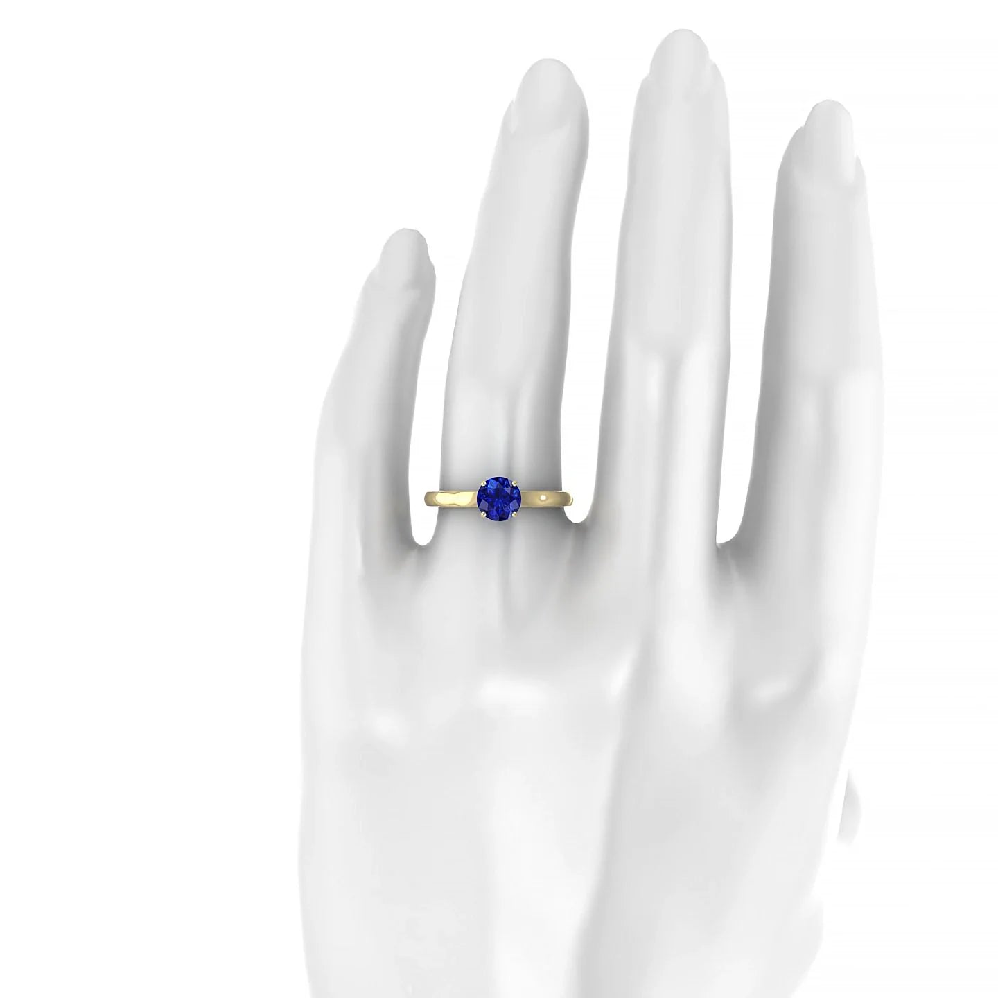 Cathedral | 18k Yellow Gold 6 mm Round Sapphire Ring